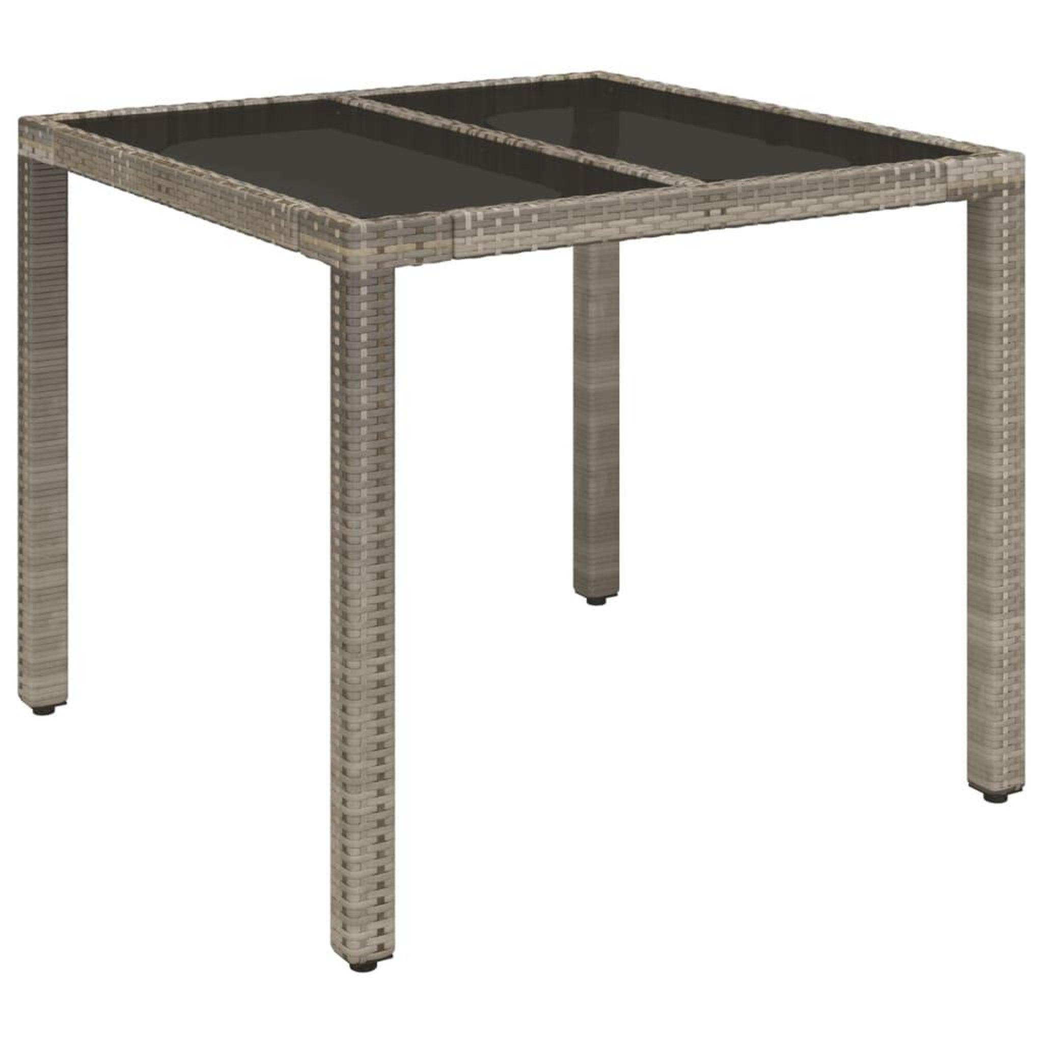 Voir la diapositive 2 : VIDAXL Table de jardin dessus en verre Gris 90x90x75 cm Resine tressee