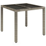 Voir la diapositive 2 : VIDAXL Table de jardin dessus en verre Gris 90x90x75 cm Resine tressee