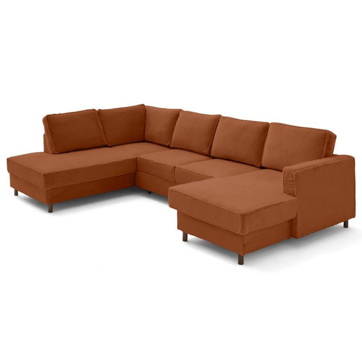 LISA DESIGN Jake - canapé panoramique d'angle gauche 7 places convertible avec coffre en fausse fourrure