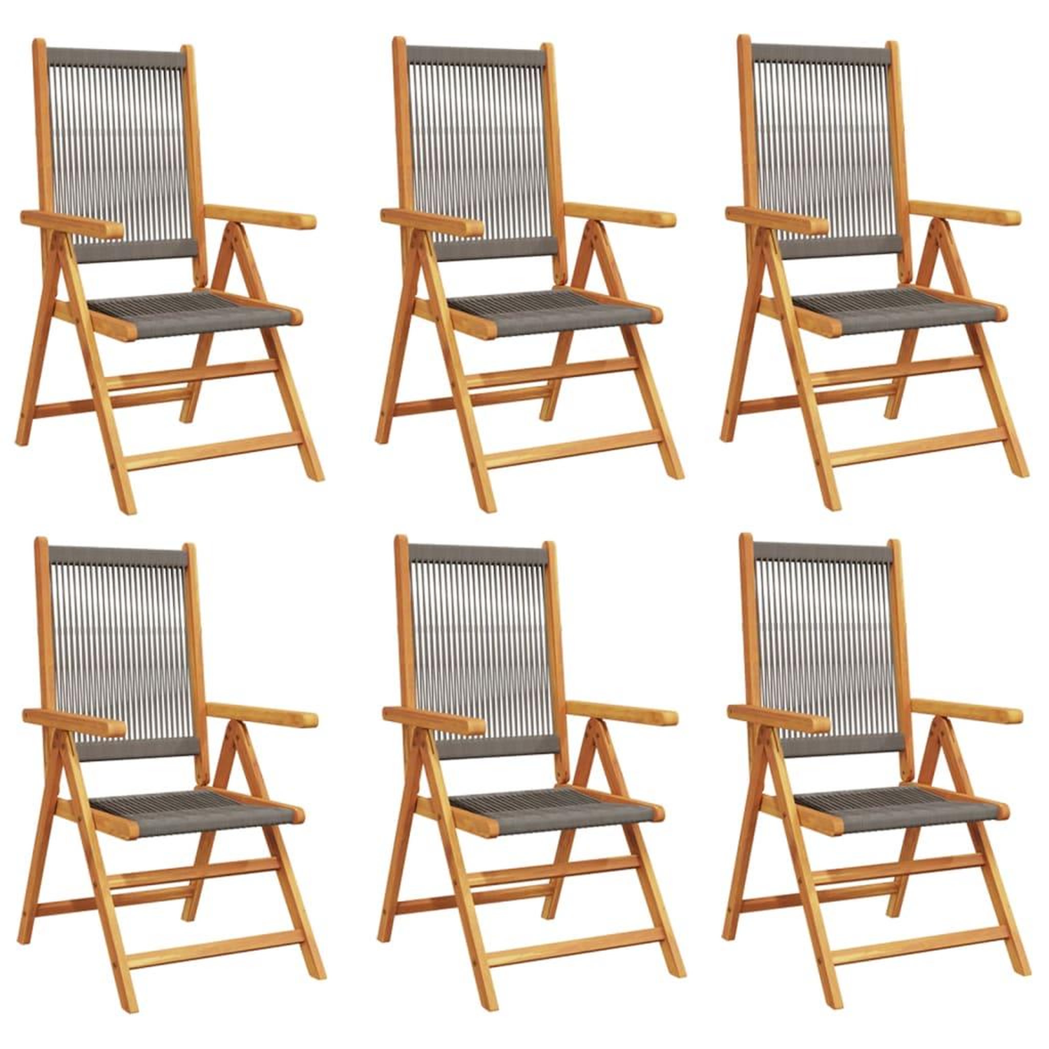 Voir la diapositive 2 : VIDAXL Chaises inclinables de jardin lot de 6 gris bois massif acacia