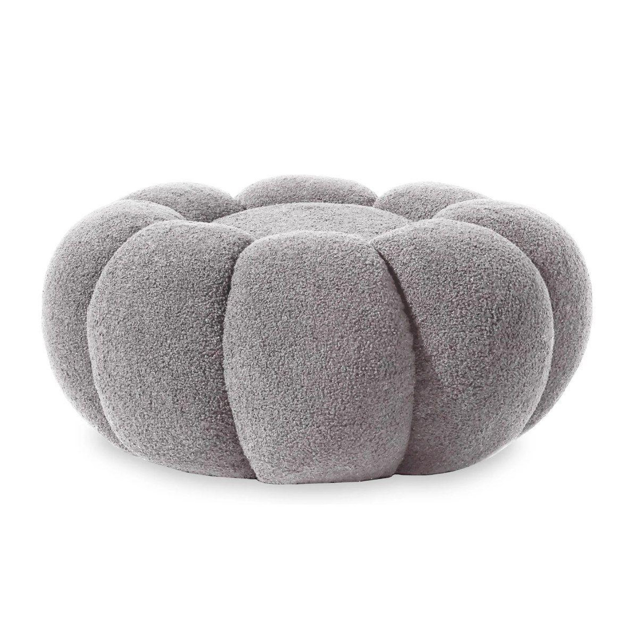 Paris Prix Pouf design fleur  bouclette  61cm gris