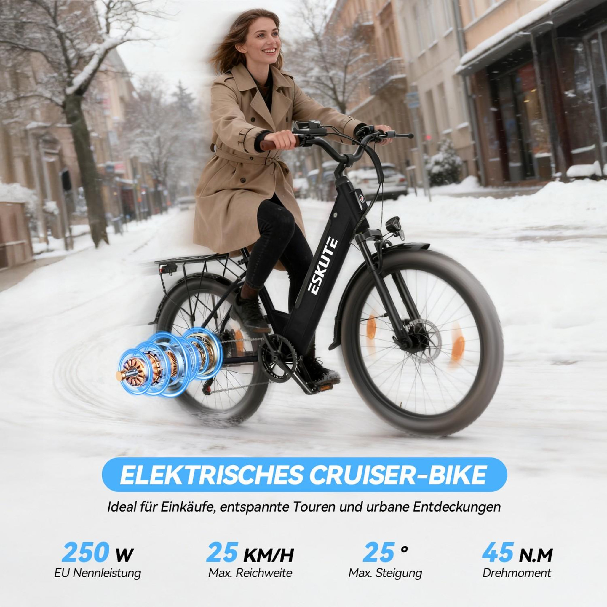 Voir la diapositive 4 : ESKUTE Vélo électrique Eskute C100 Plus