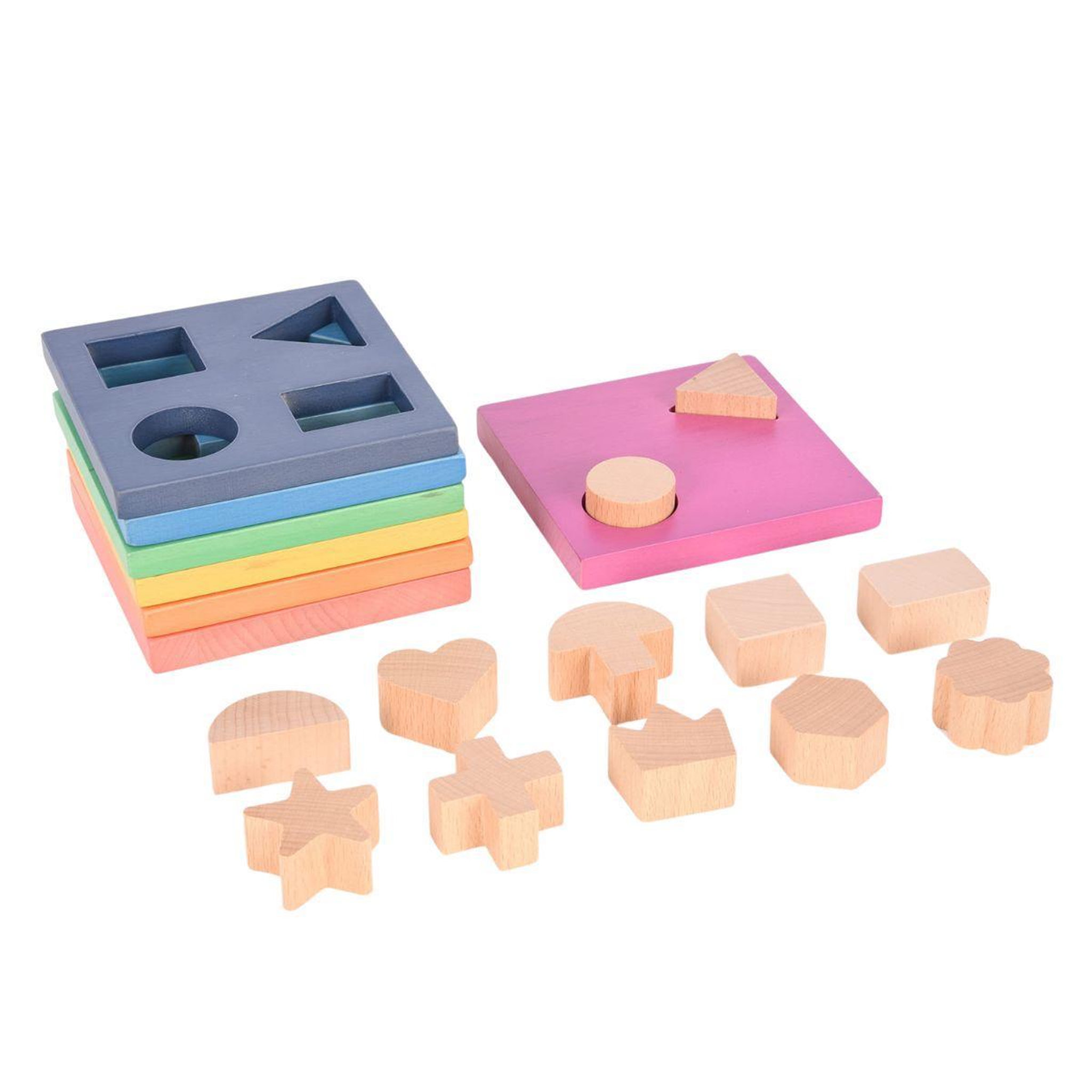 TICKIT Empileur de formes en bois arc-en-ciel
