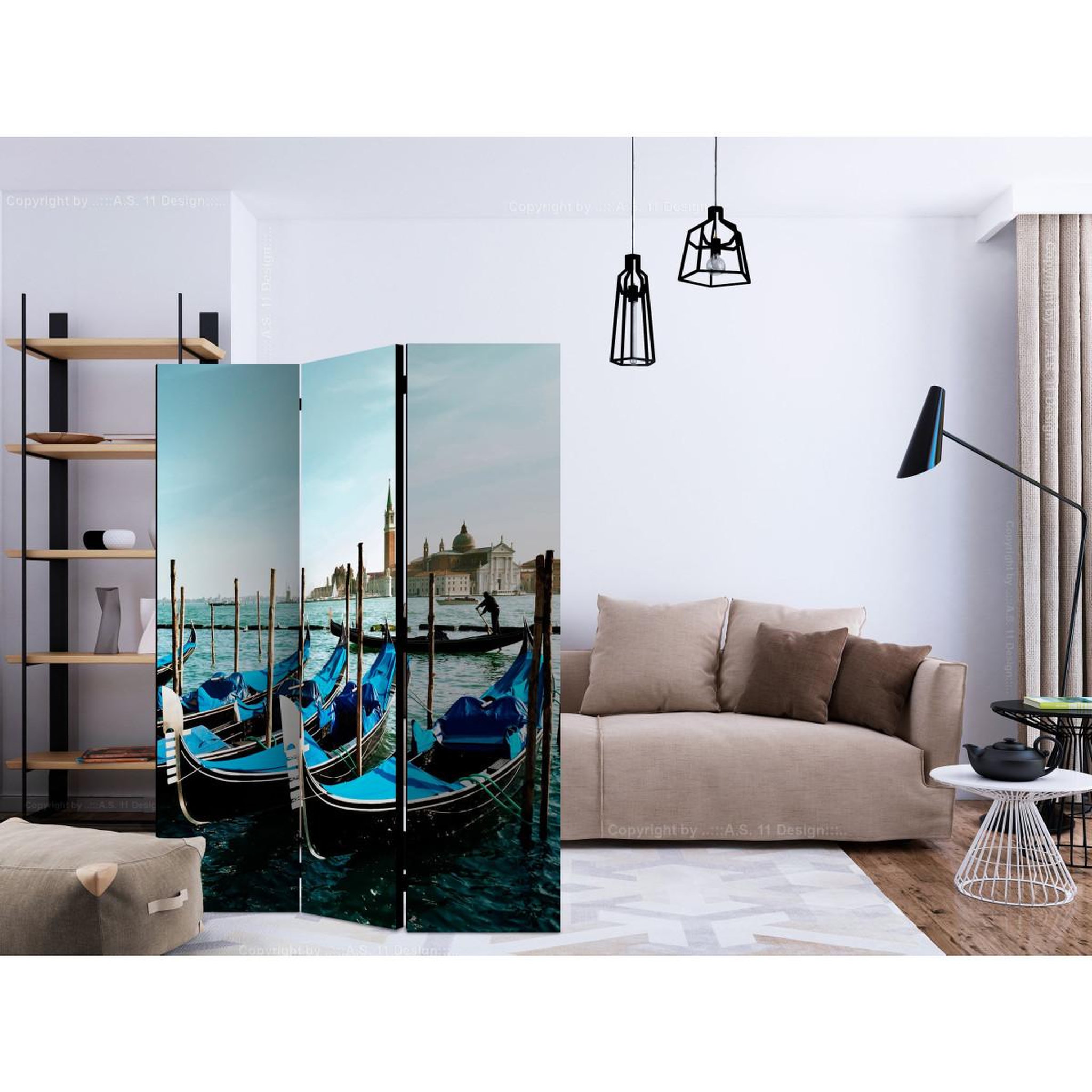 Voir la diapositive 2 : Paris Prix Paravent 3 volets  gondolas on the grand canal, venice  135x172cm