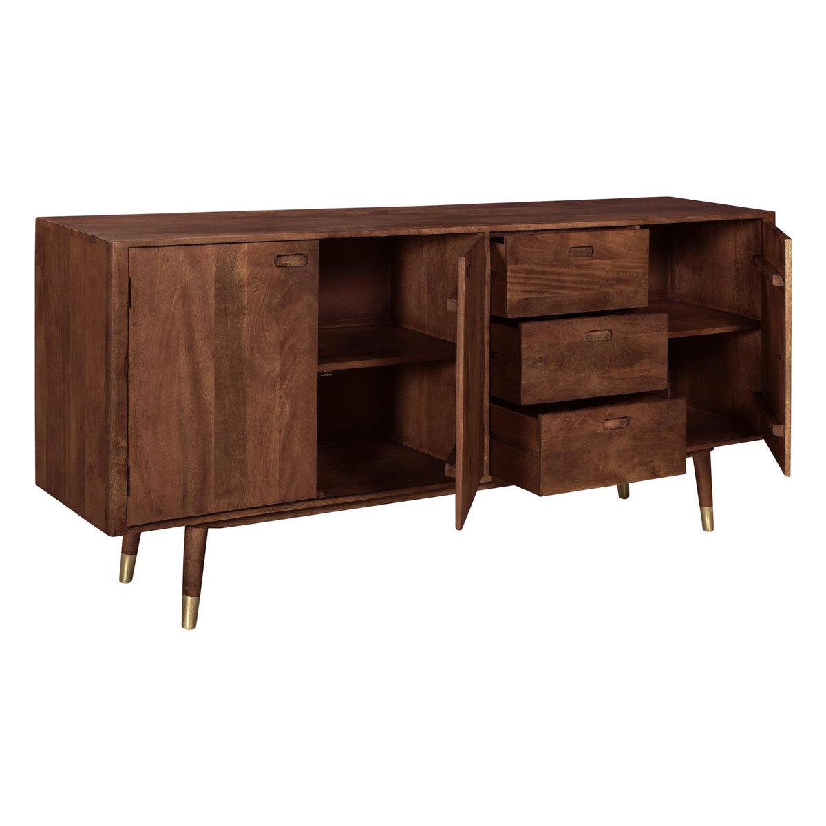 Rendez vous déco Buffet en bois massif 3 portes 3 tiroirs et détails dorés-Colombo