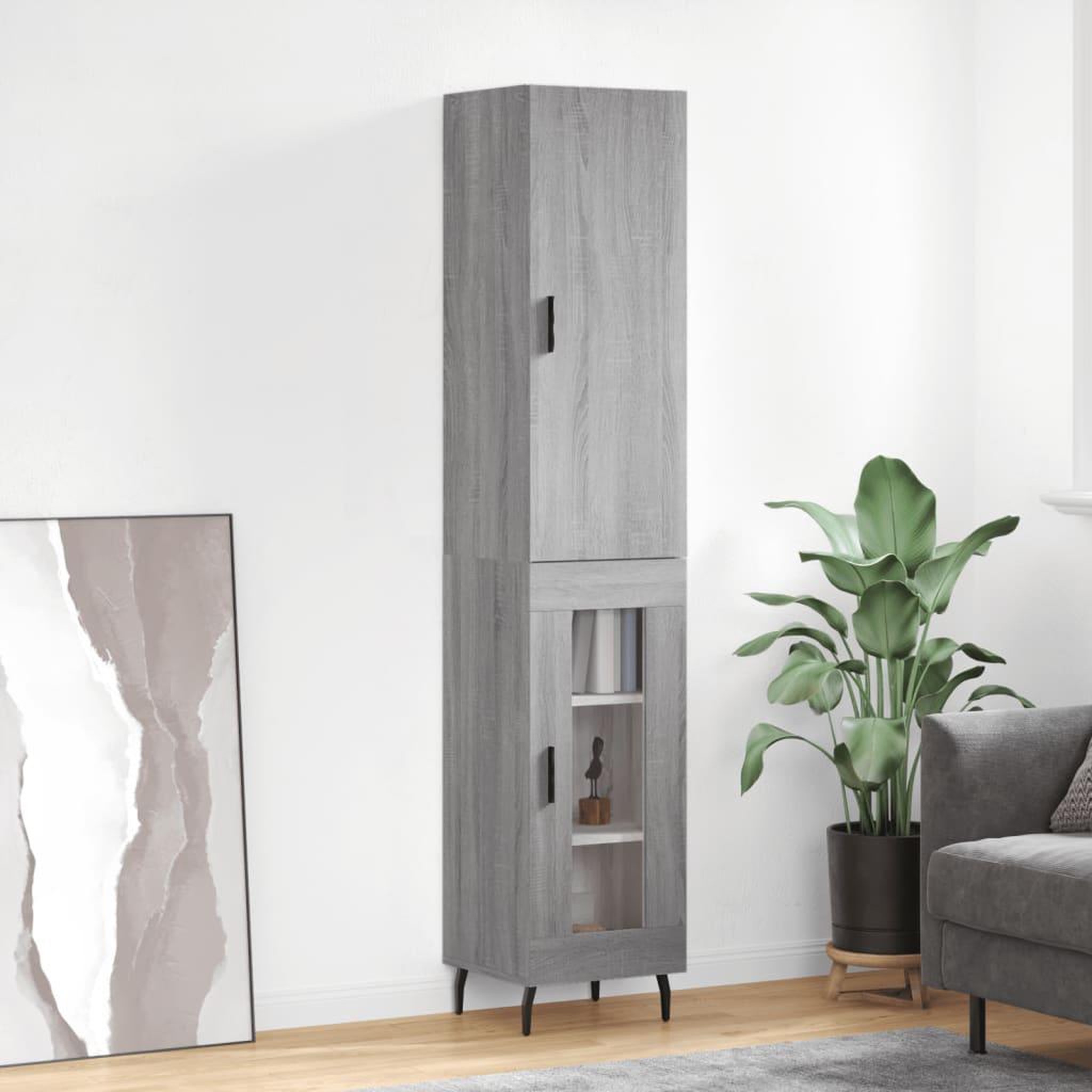 VIDAXL Buffet haut Sonoma gris 34,5x34x180 cm Bois d'ingenierie