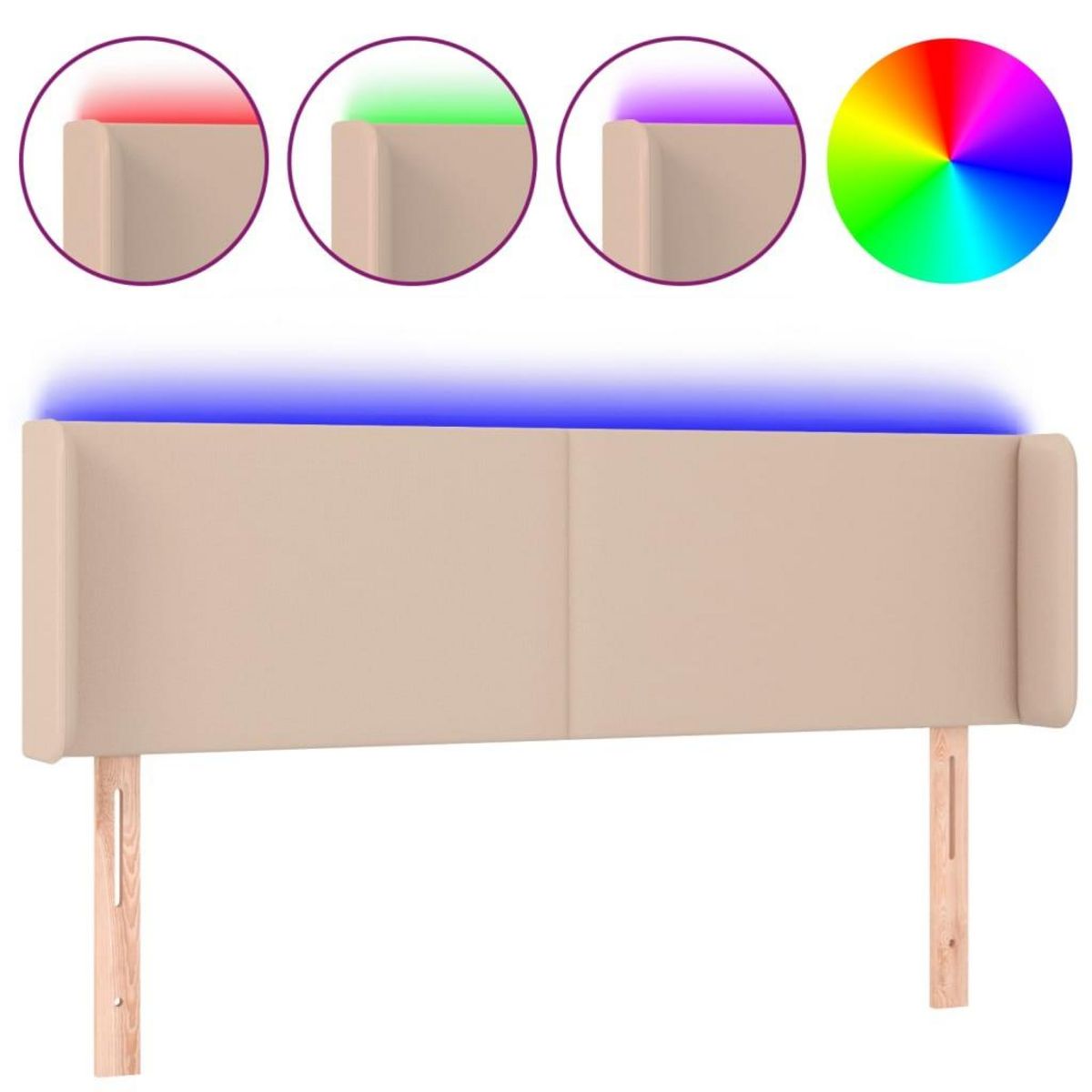 VIDAXL Tete de lit a LED Cappuccino 147x16x78/88 cm Similicuir