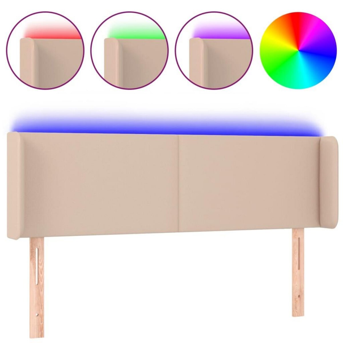 VIDAXL Tete de lit a LED Cappuccino 147x16x78/88 cm Similicuir