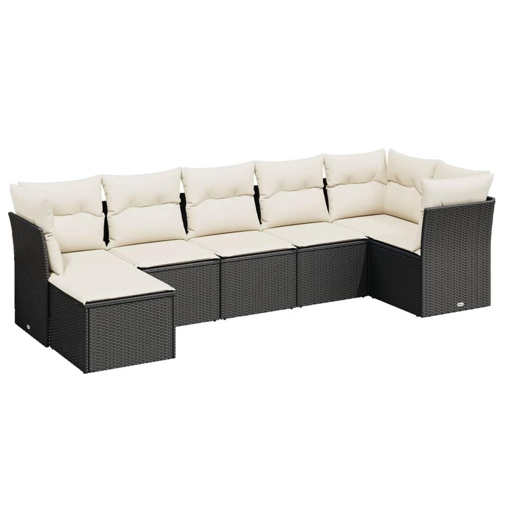 Voir la diapositive 2 : VIDAXL Salon de jardin 7 pcs avec coussins noir resine tressee