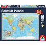 Voir la diapositive 1 : Schmidt Spiele Puzzle schmidt-spiele Planisphère 1500 pièces bleu