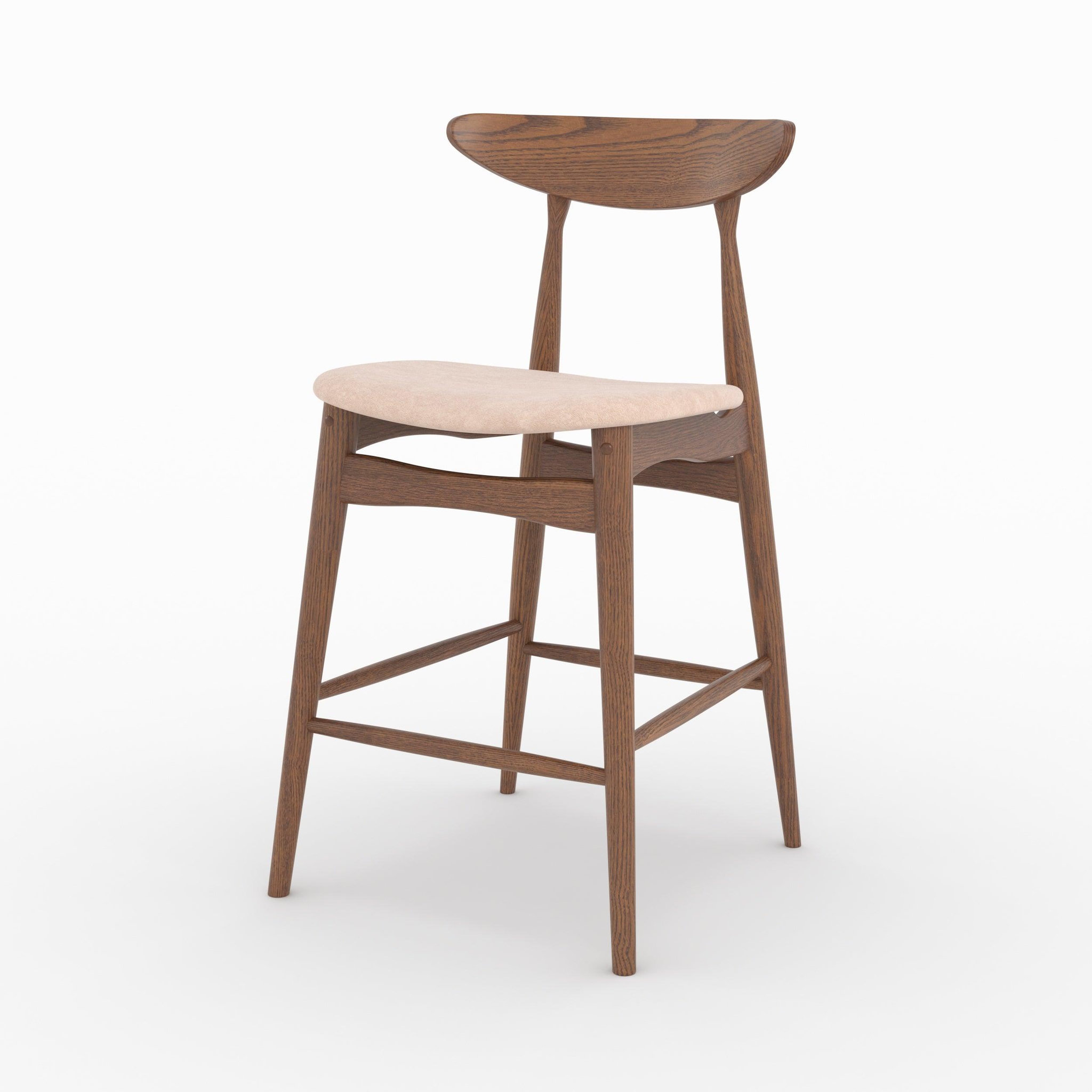 Voir la diapositive 6 : MAISON PAVANE Lot de 2 chaises pour ilot central 63,5 cm en tissu beige et bois-josette