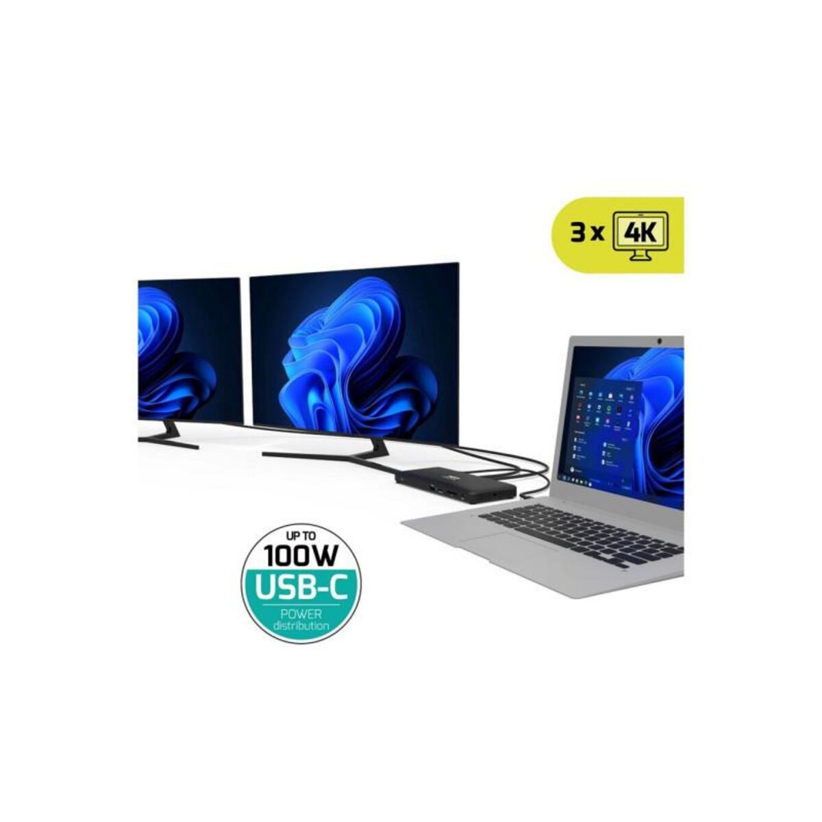 Port Station d accueil PC portable Port STATION D ACCUEIL TYPE C 11 EN 1 DOUBLE AFFICHAGE EN 4 K PD 100W