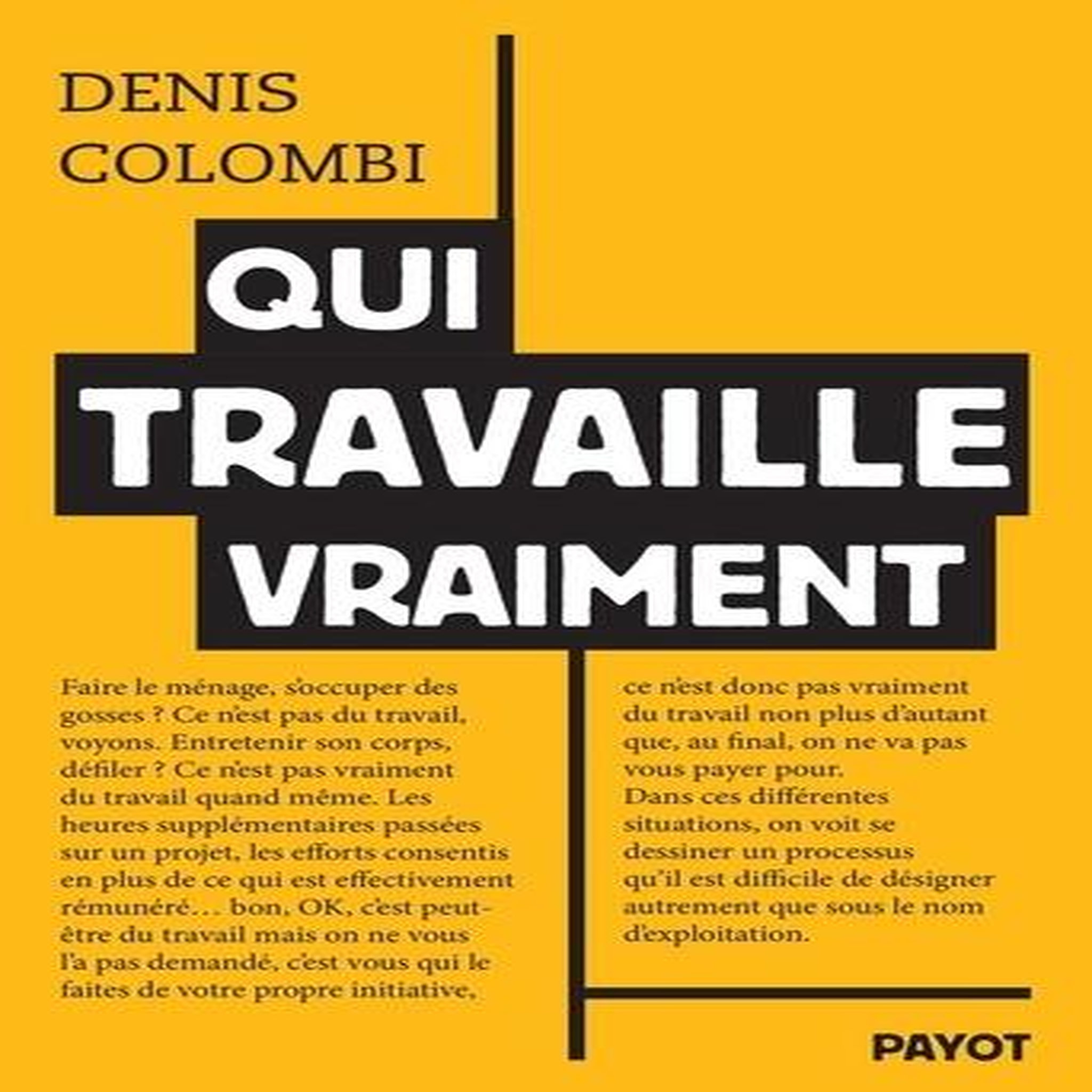 QUI TRAVAILLE VRAIMENT. ESSAI SUR L'INVISIBILISATION DU TRAVAIL, Colombi Denis