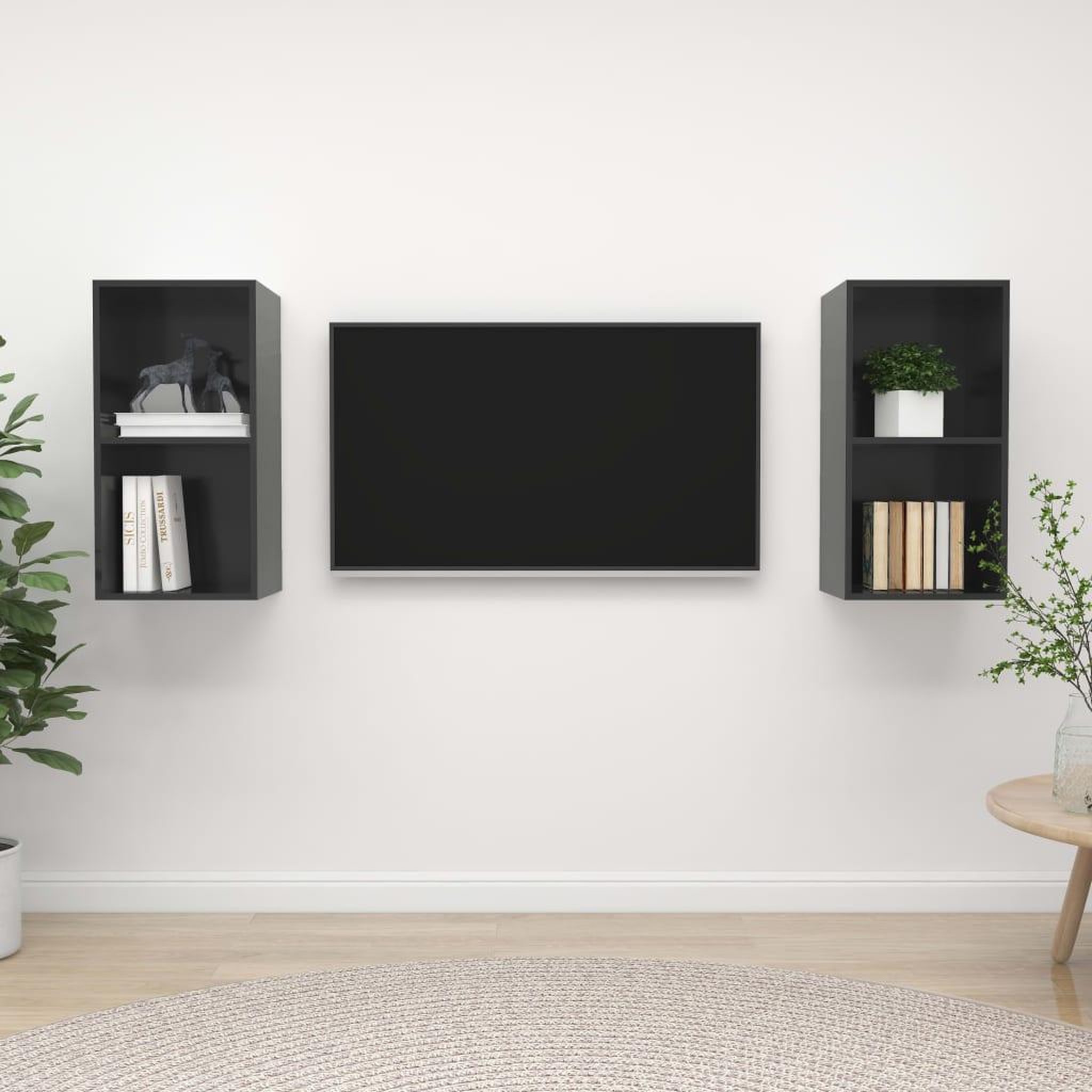 Voir la diapositive 1 : VIDAXL Meubles TV muraux 2 pcs Gris brillant Bois d'ingenierie