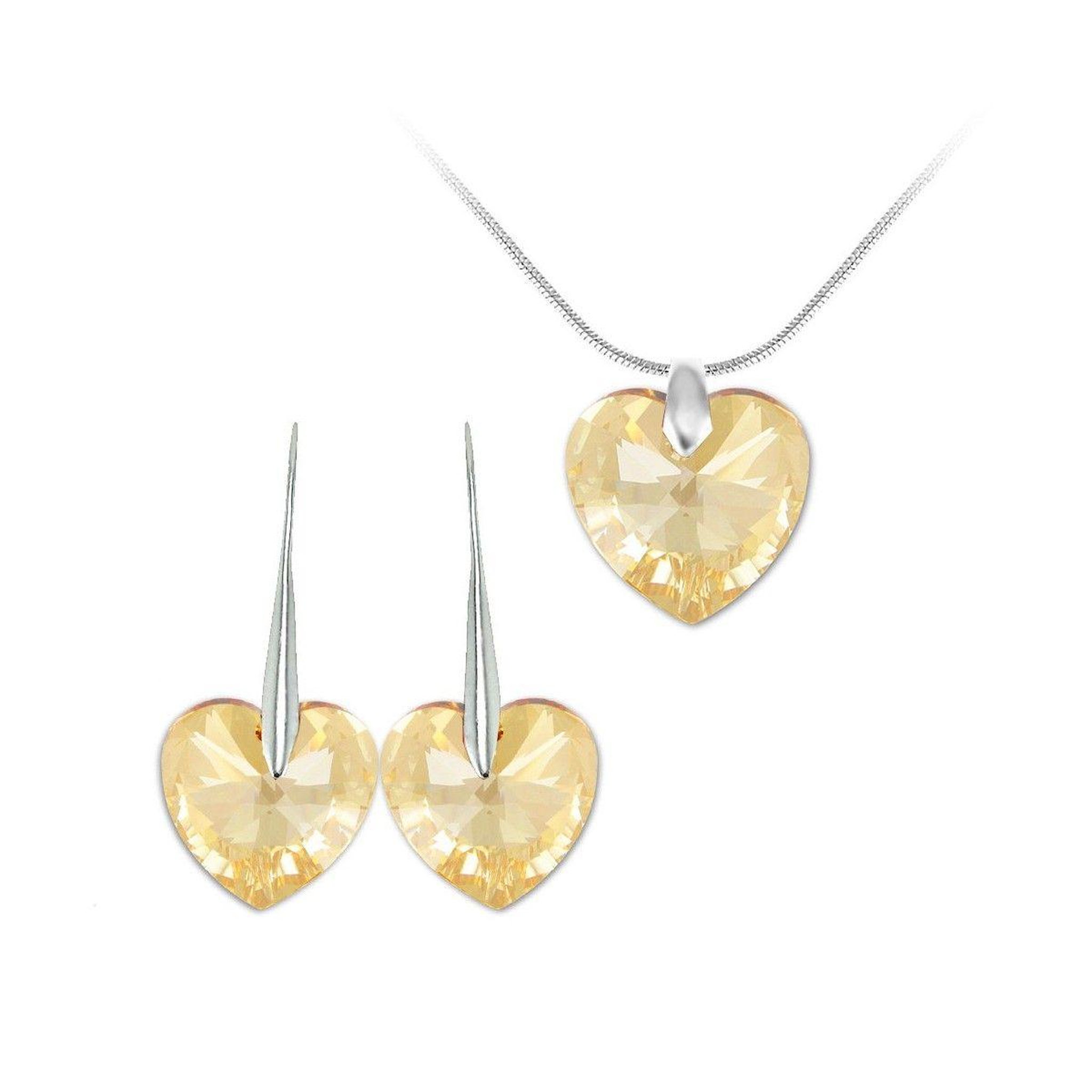SC CRYSTAL Parure collier et boucles d'oreilles coeurs SC Crystal orneés de Cristaux scintillants