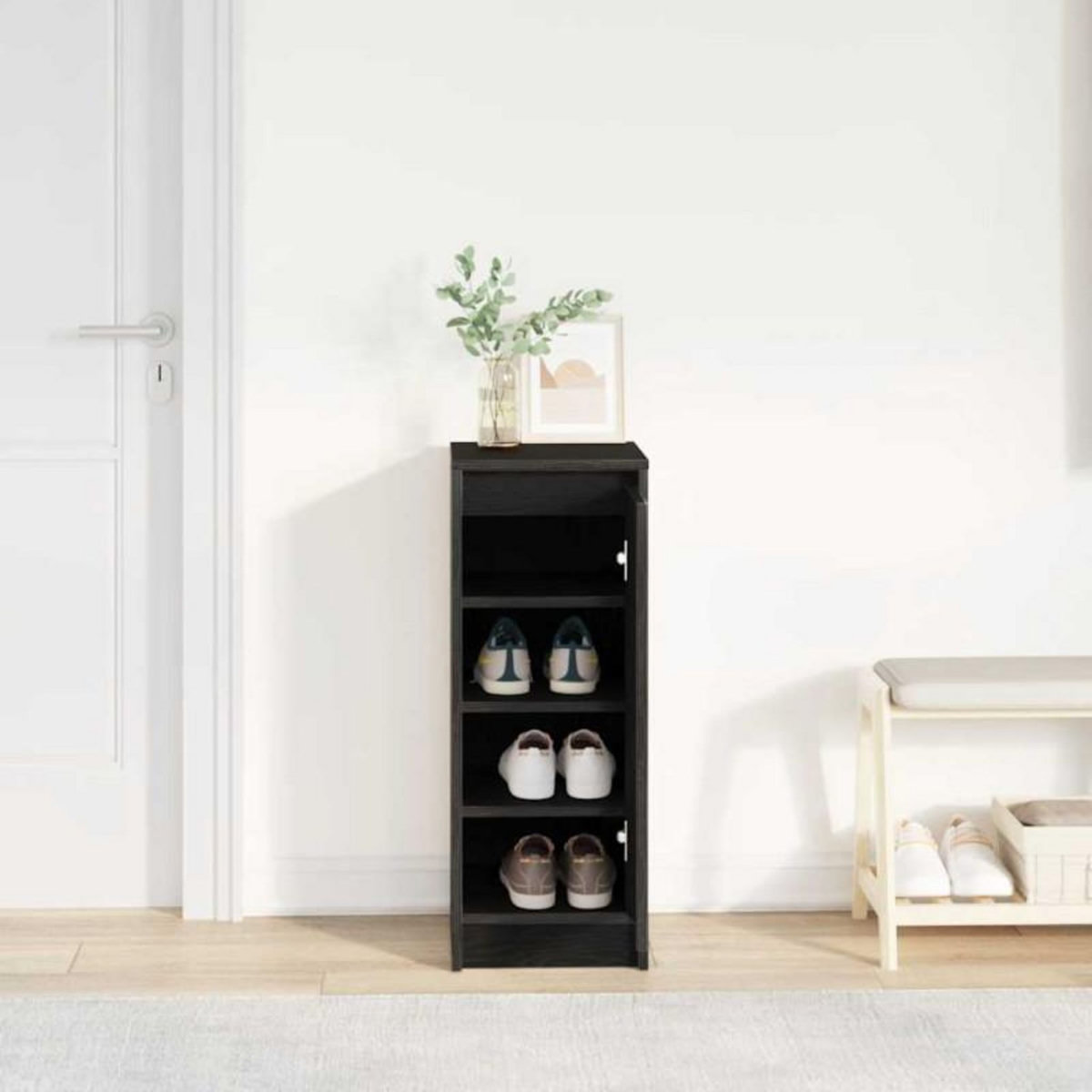 VIDAXL Armoire à chaussures chêne noir 29,5x34x76 cm bois d ingénierie