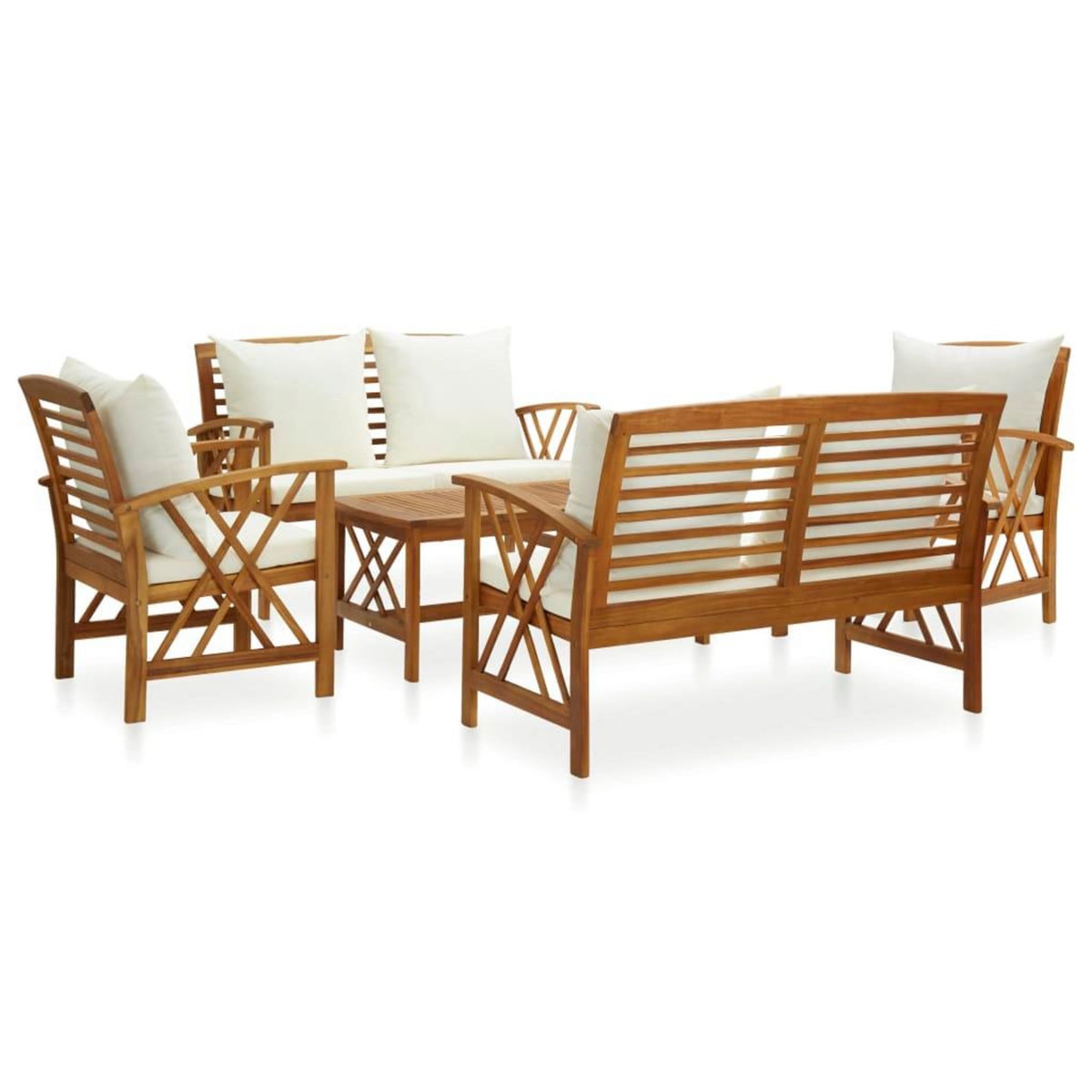 VIDAXL Salon de jardin 5 pcs avec coussins Bois d'acacia solide