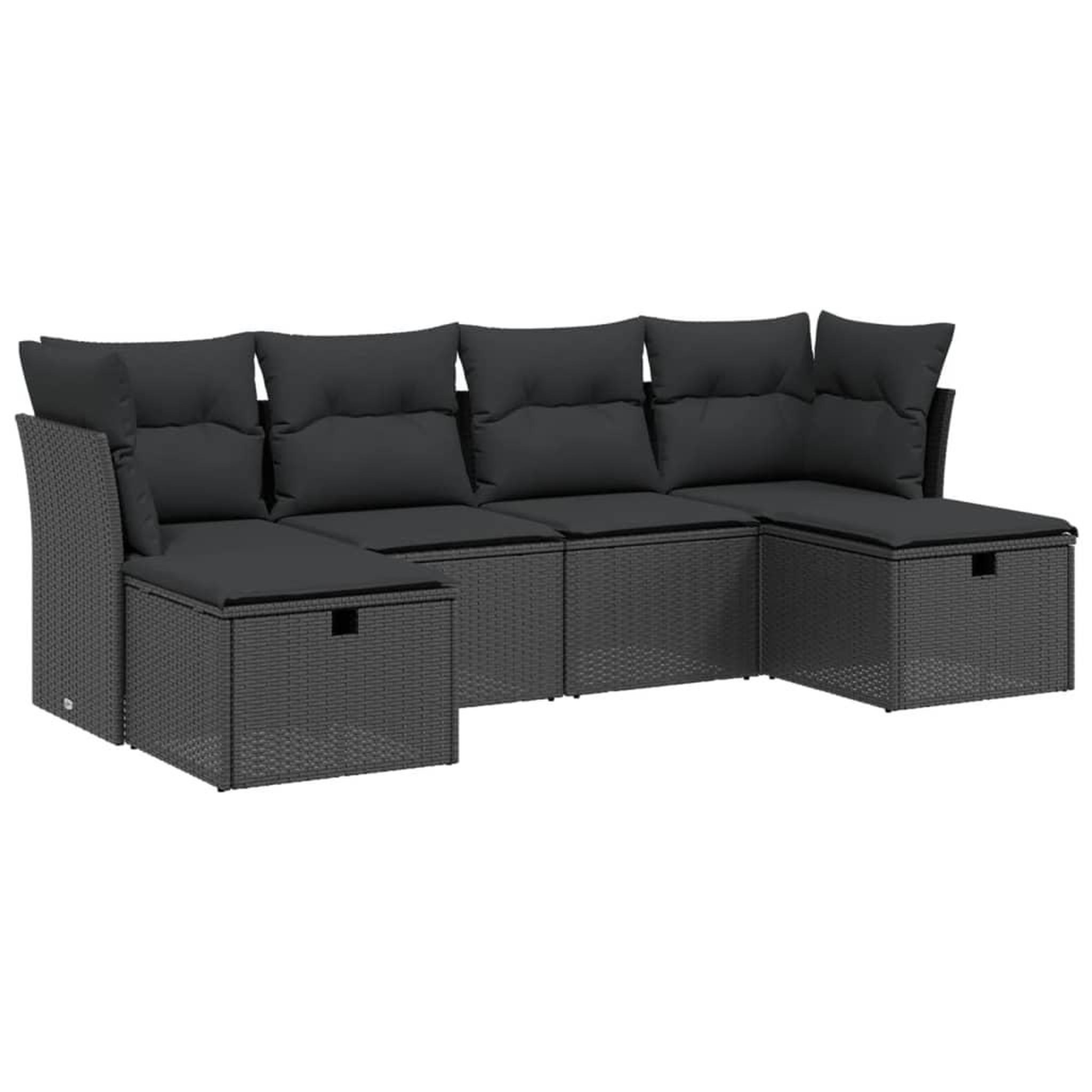 Voir la diapositive 2 : VIDAXL Salon de jardin 6 pcs avec coussins noir resine tressee