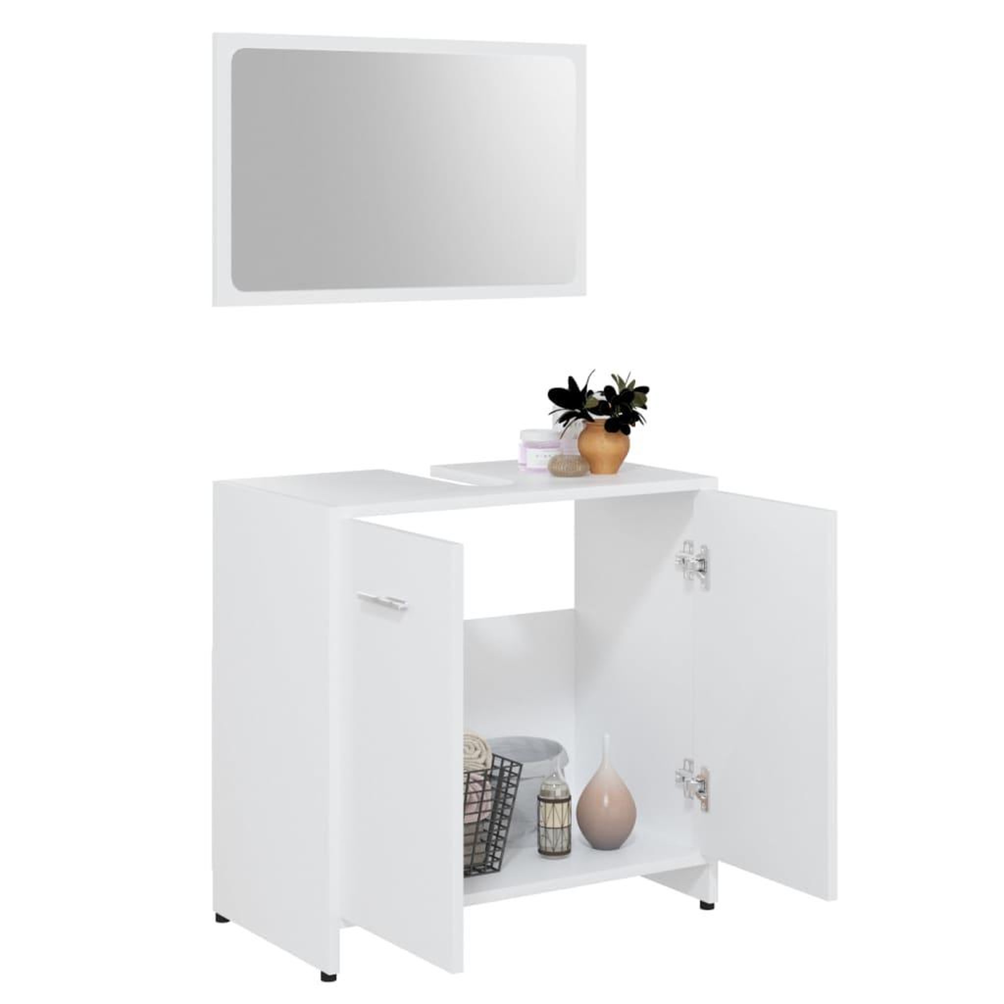 Voir la diapositive 4 : VIDAXL Ensemble de meubles de salle de bain Blanc Bois d'ingenierie