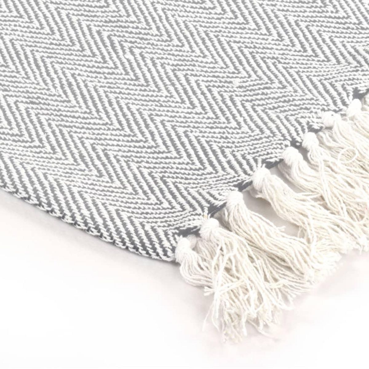VIDAXL Couverture coton a chevrons 220x250 cm Gris