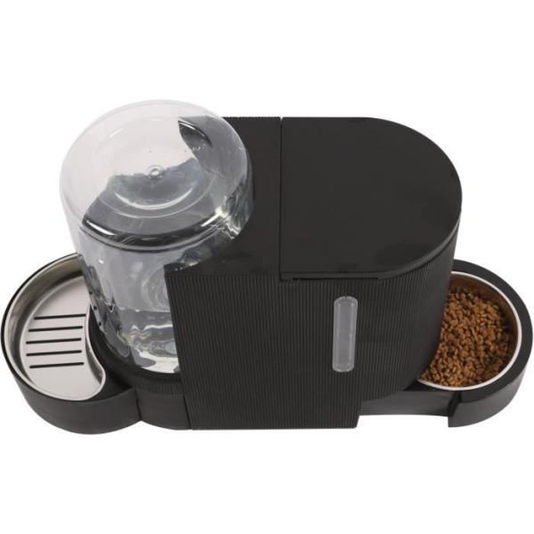 Voir la diapositive 1 : M PETS Distributeur de croquettes et d'eau M.PETS DUPLO 1,3kg/3L - 40x16.2x29.1 cm - Noir