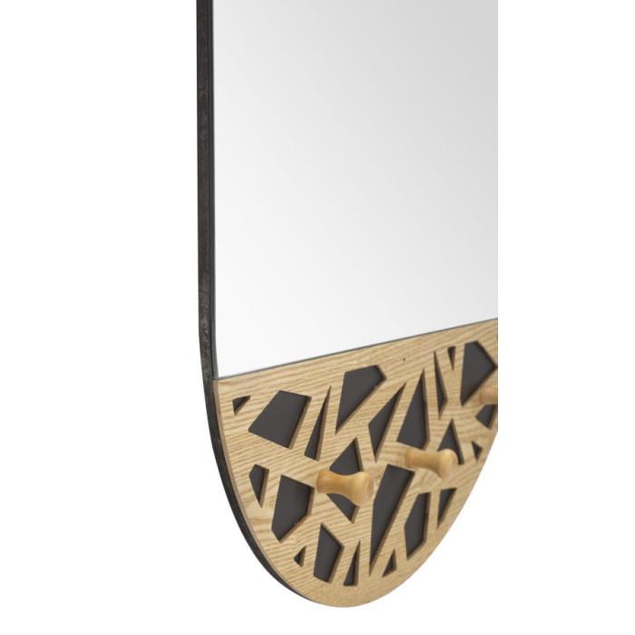 Voir la diapositive 3 : Paris Prix Miroir Mural Avec 3 Crochets  Triangle  90cm Naturel & Noir