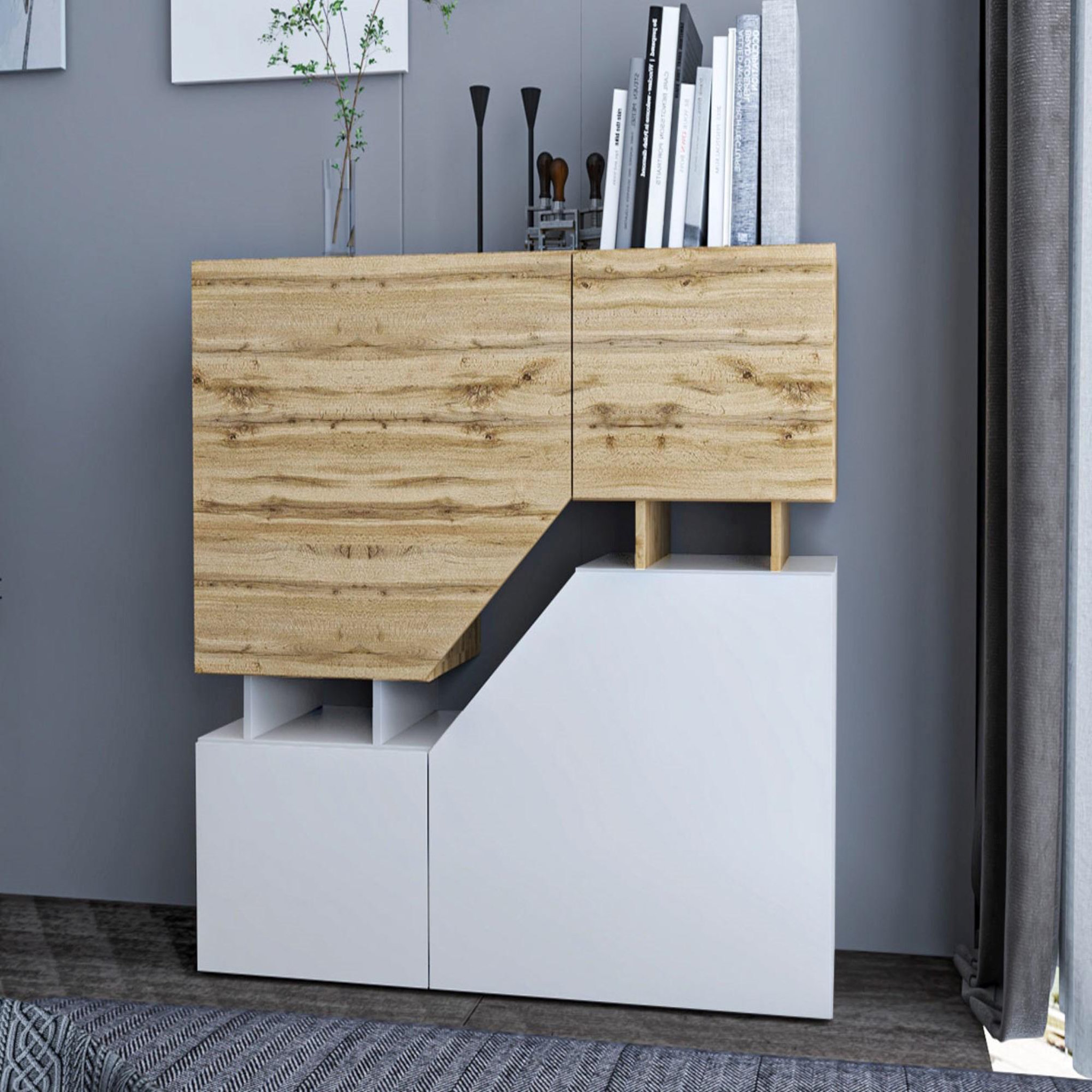 Voir la diapositive 2 : BEST MOBILIER Pitt - buffet haut - 4 portes - 120 cm