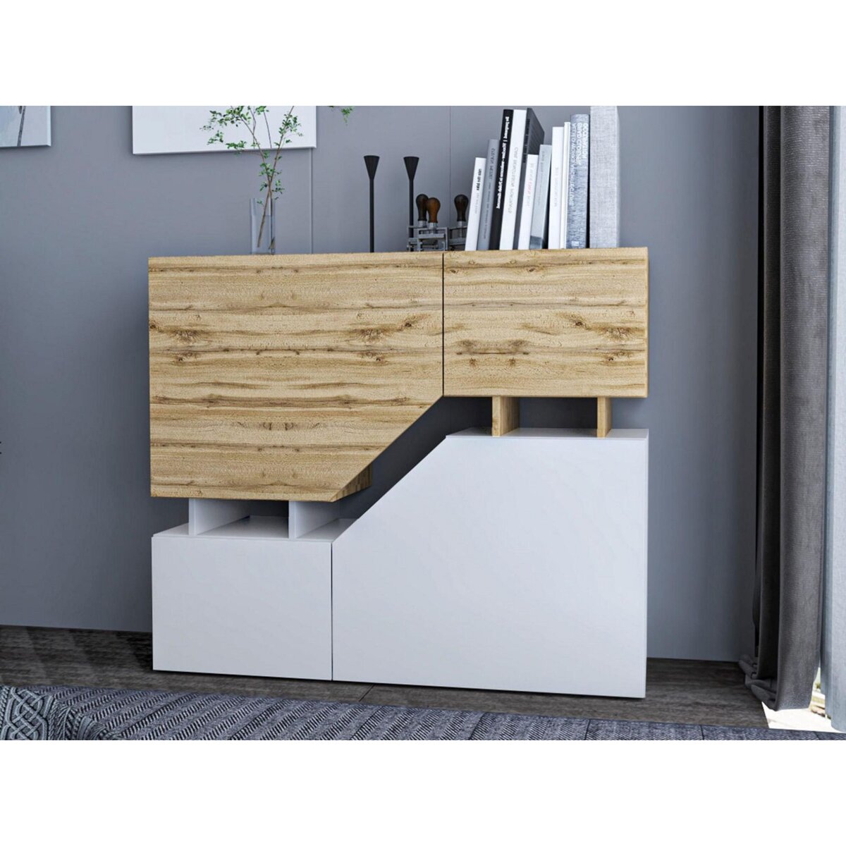BEST MOBILIER Pitt - buffet haut - 4 portes - 120 cm