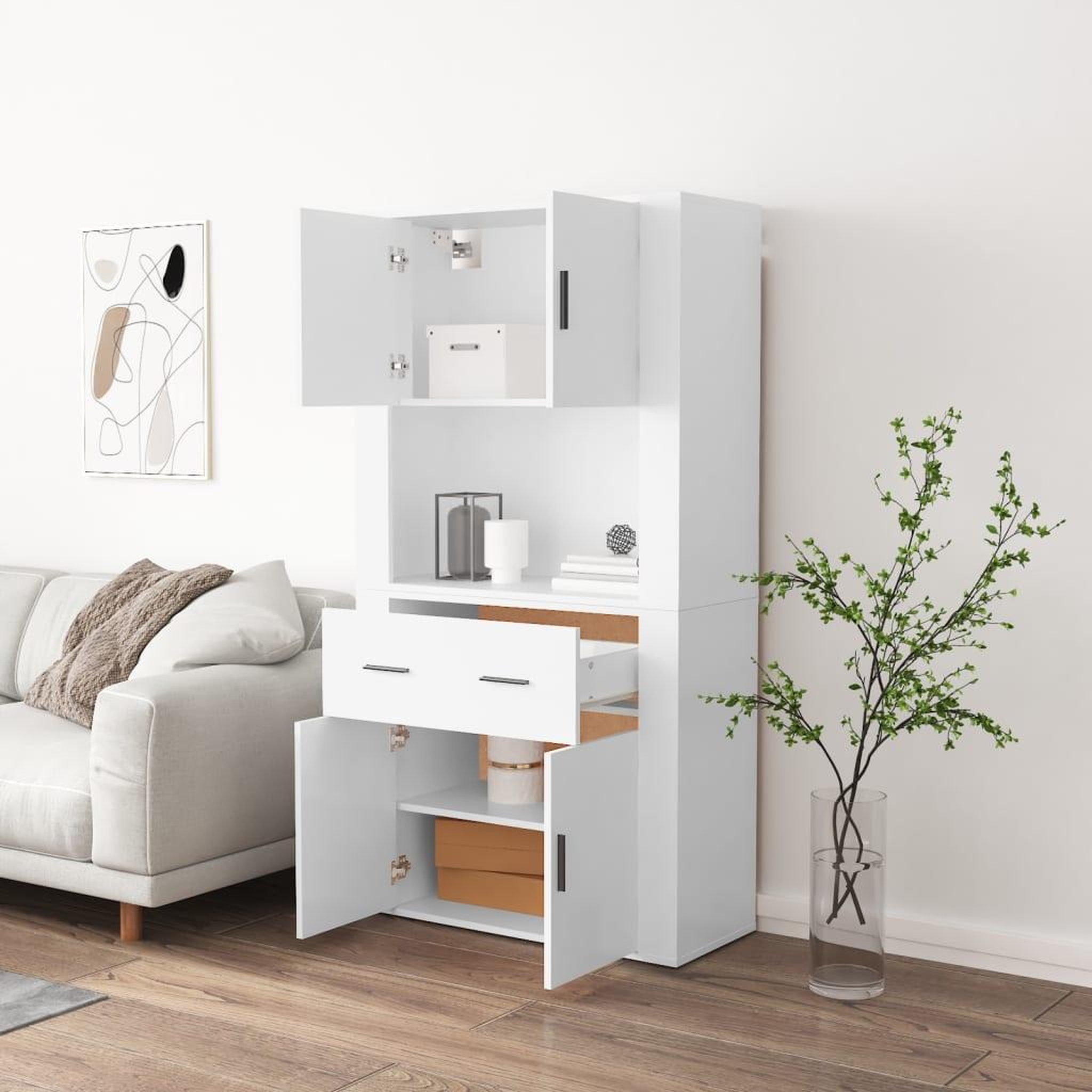 Voir la diapositive 3 : VIDAXL Buffet haut Blanc Bois d'ingenierie