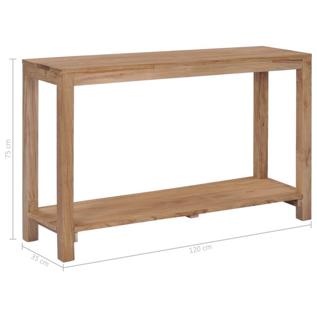 VIDAXL Table console 120 x 35 x 75 cm Bois de teck massif