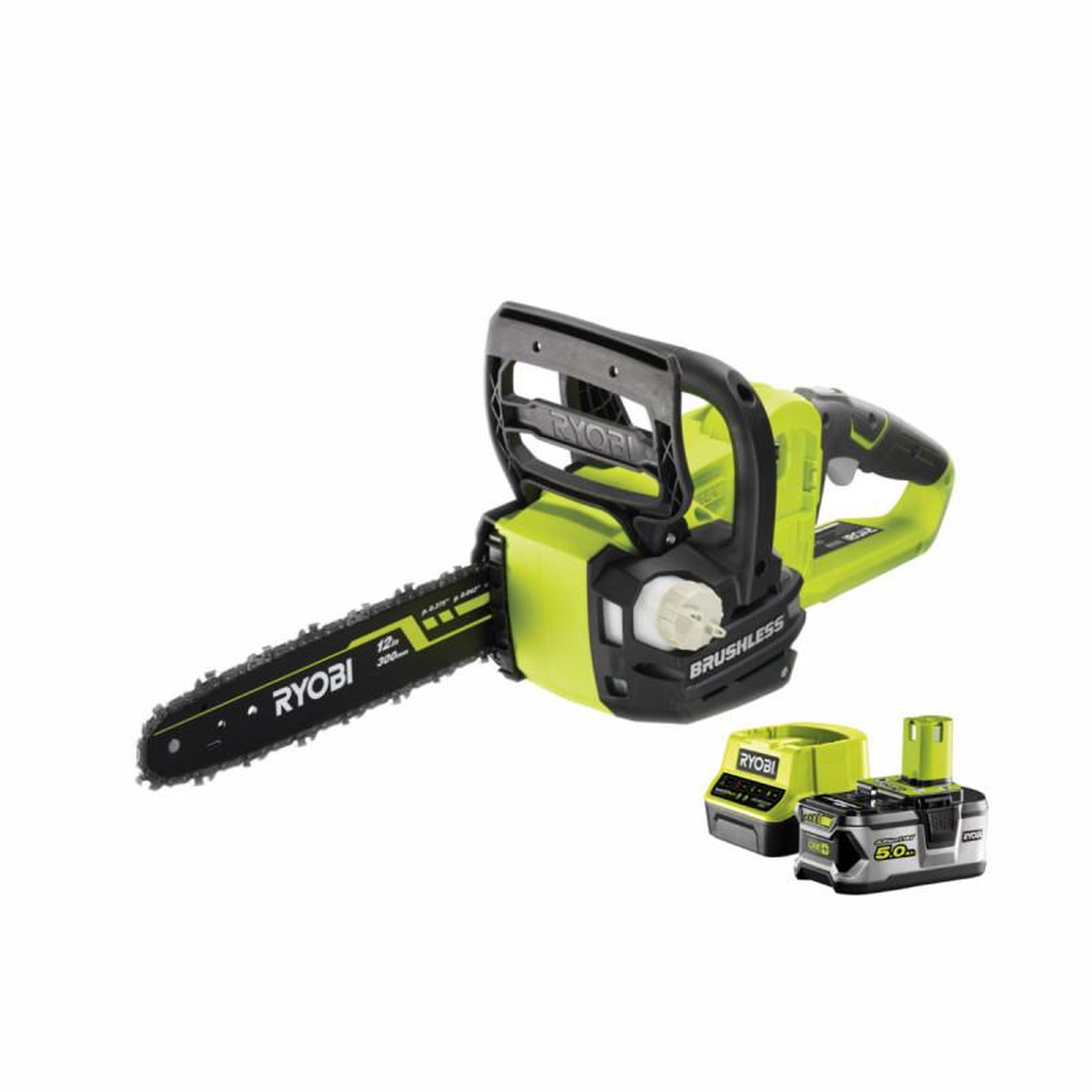 Ryobi Tronçonneuse ryobi - rcs18x3050f - 18v one+ brushless - 1 batterie 5.0 ah - 1 chargeur