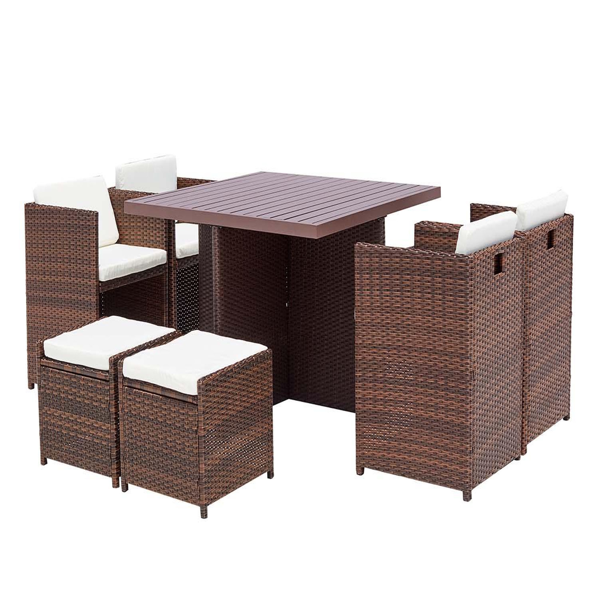 CONCEPT USINE Table et chaise 8 places encastrables alu résine marron-blanc sunset