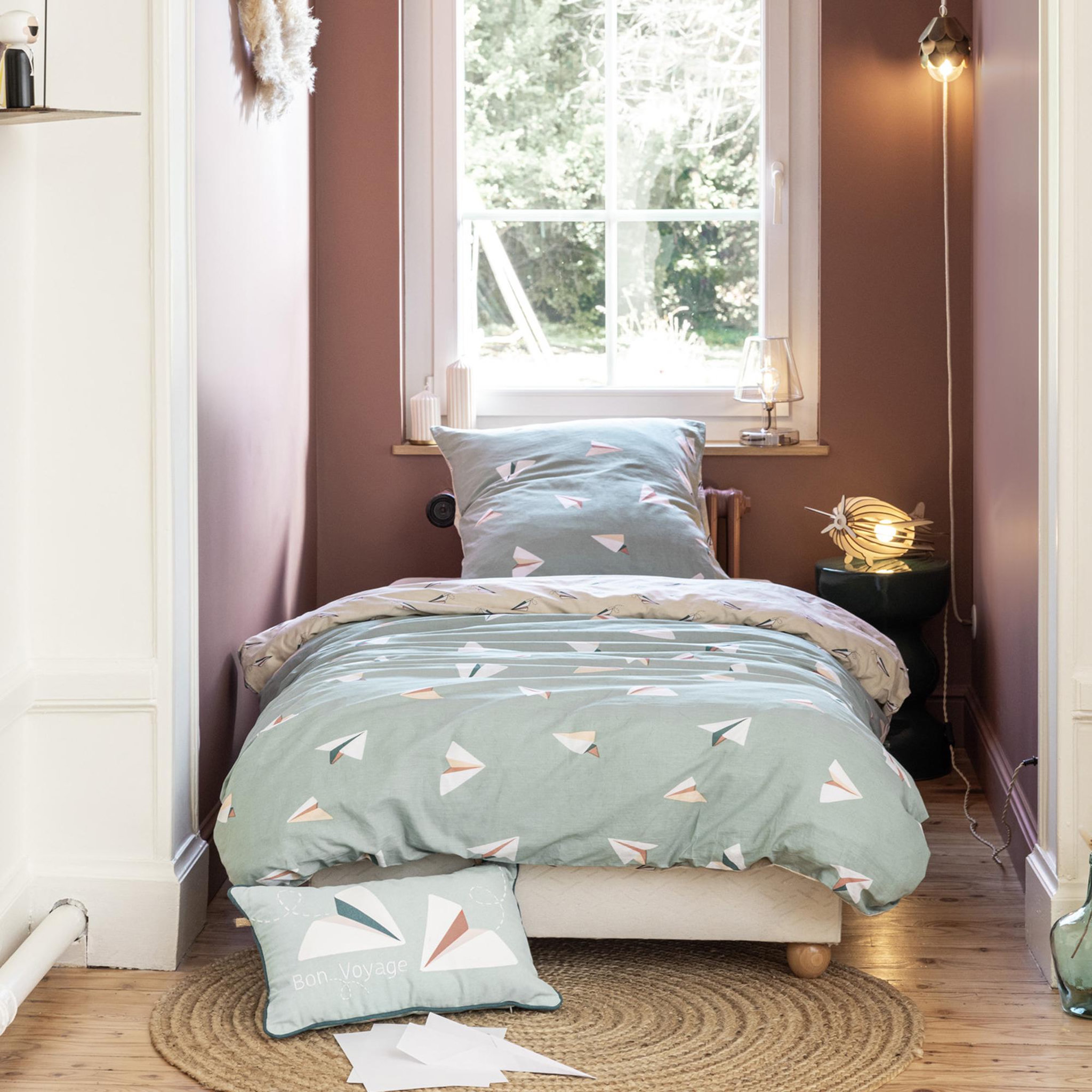 HOUSSE DE REVE Parure de lit en coton petits papiers. Coloris disponibles : Blanc