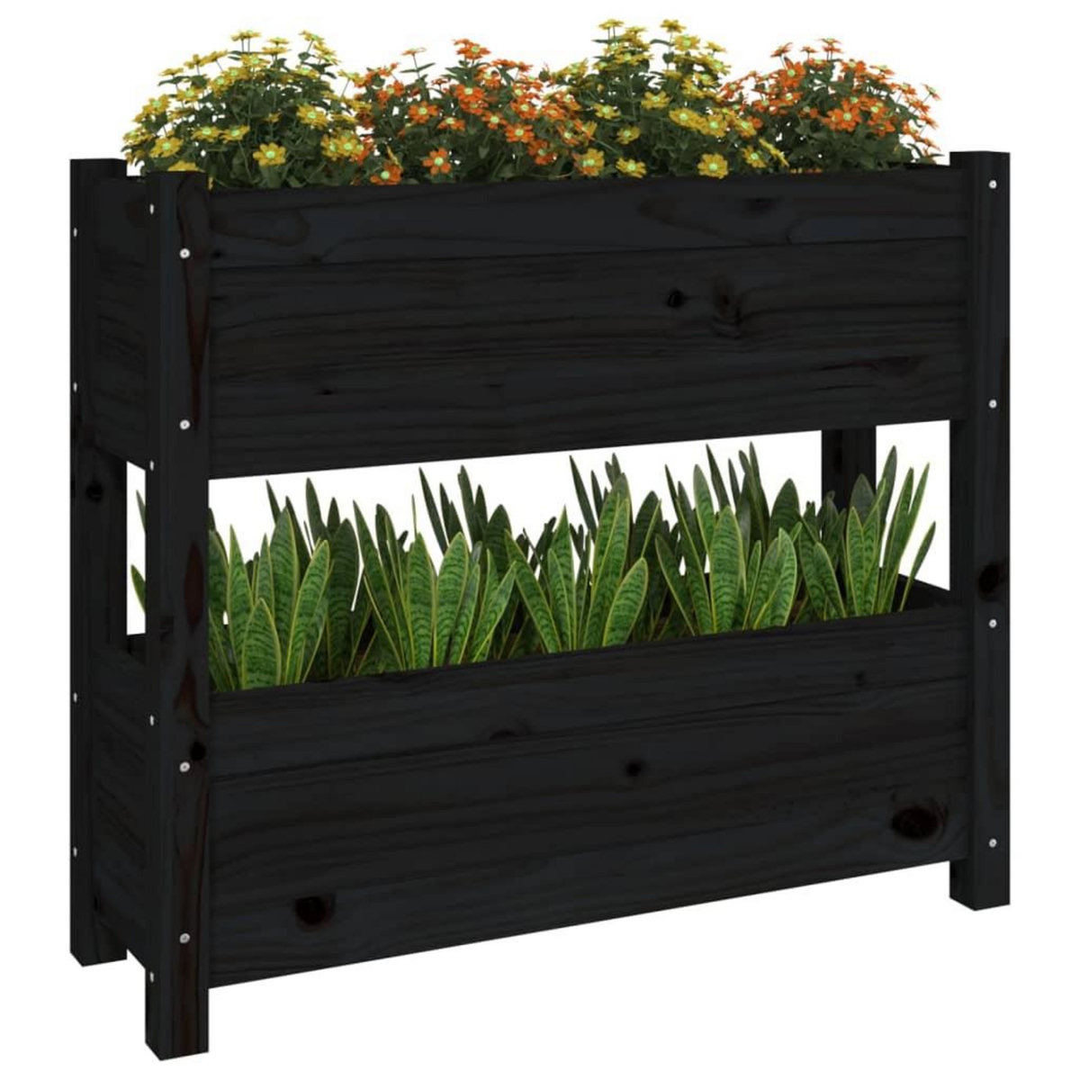 VIDAXL Jardiniere Noir 77x25x66 cm Bois massif de pin