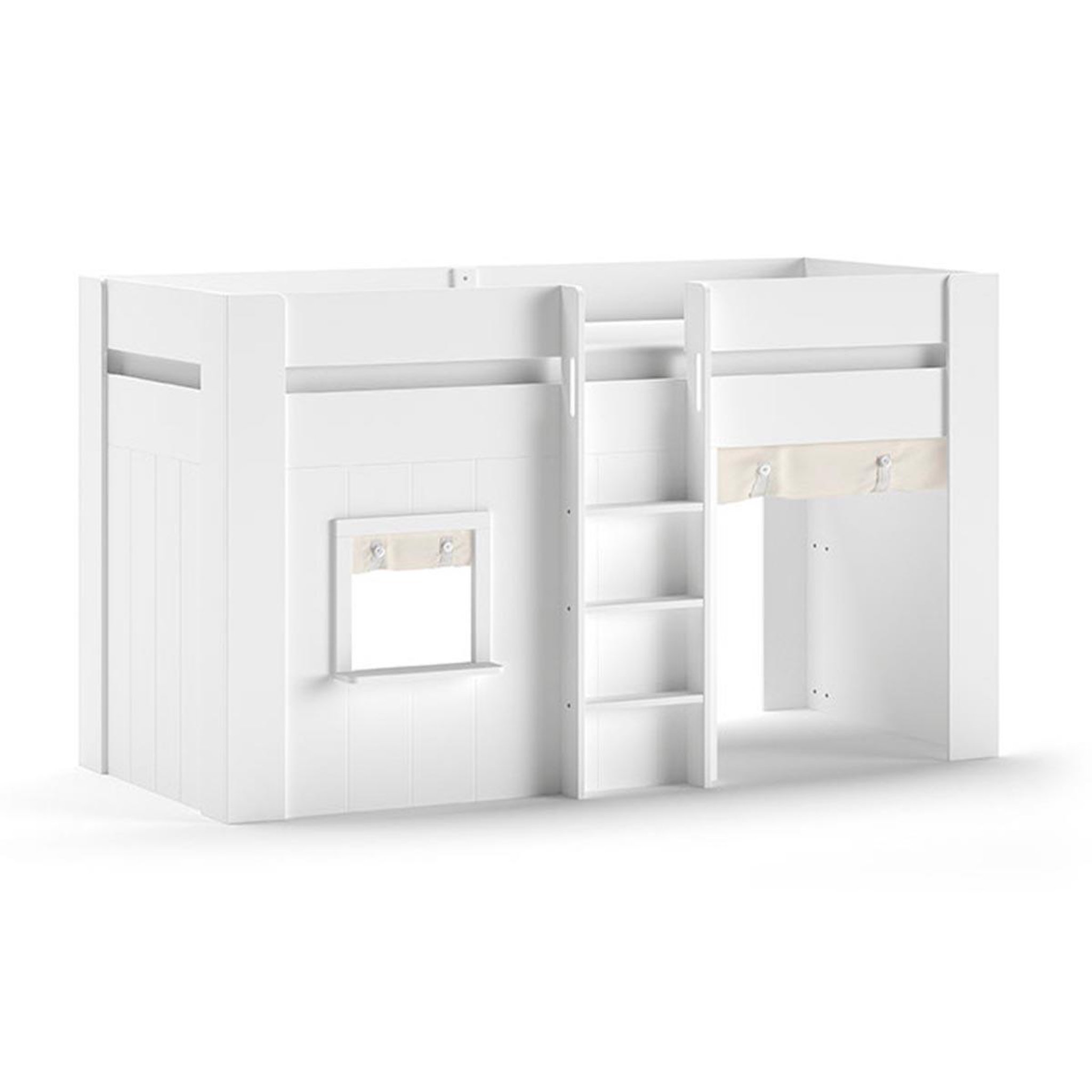 Paris Prix Lit cabane enfant & rideaux  reno  90x200cm blanc