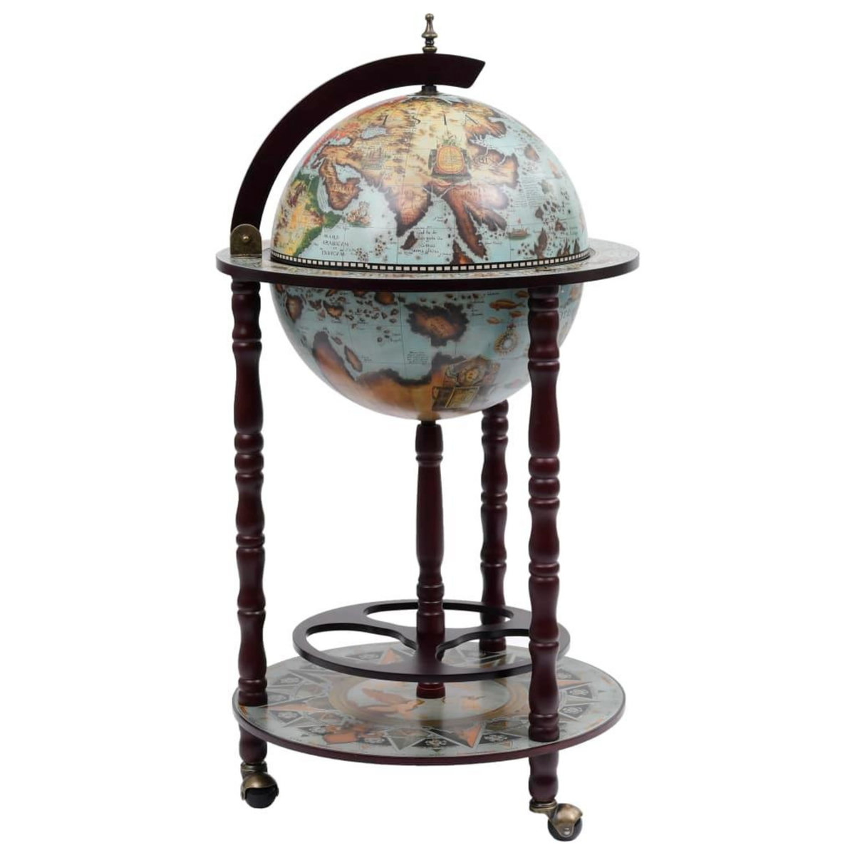 VIDAXL Bar sous forme de globe Bois d'eucalyptus Bleu