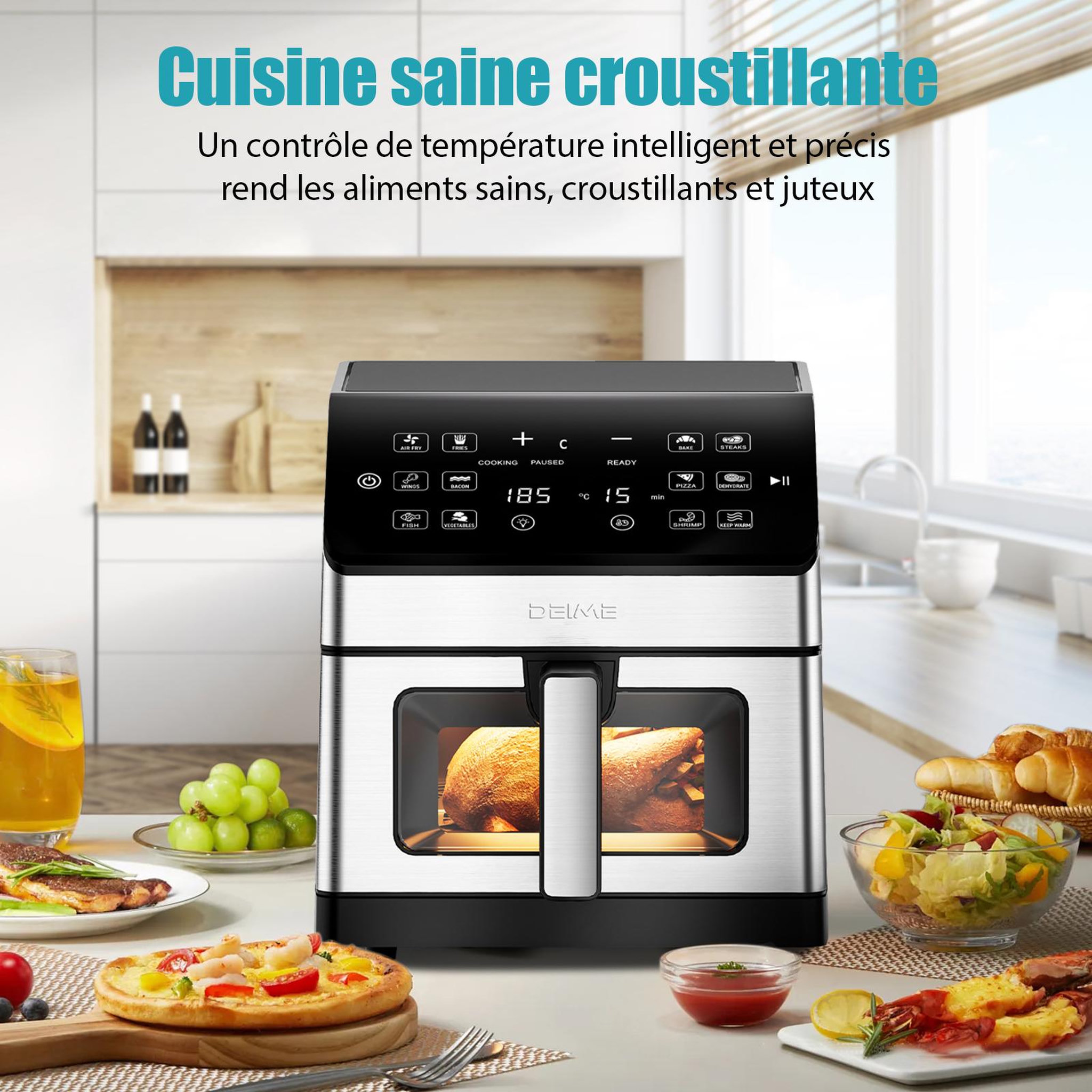 Voir la diapositive 4 : DEIME DEIME - Airfryer 6 l 1700 w 12 programmes écran digital – noir