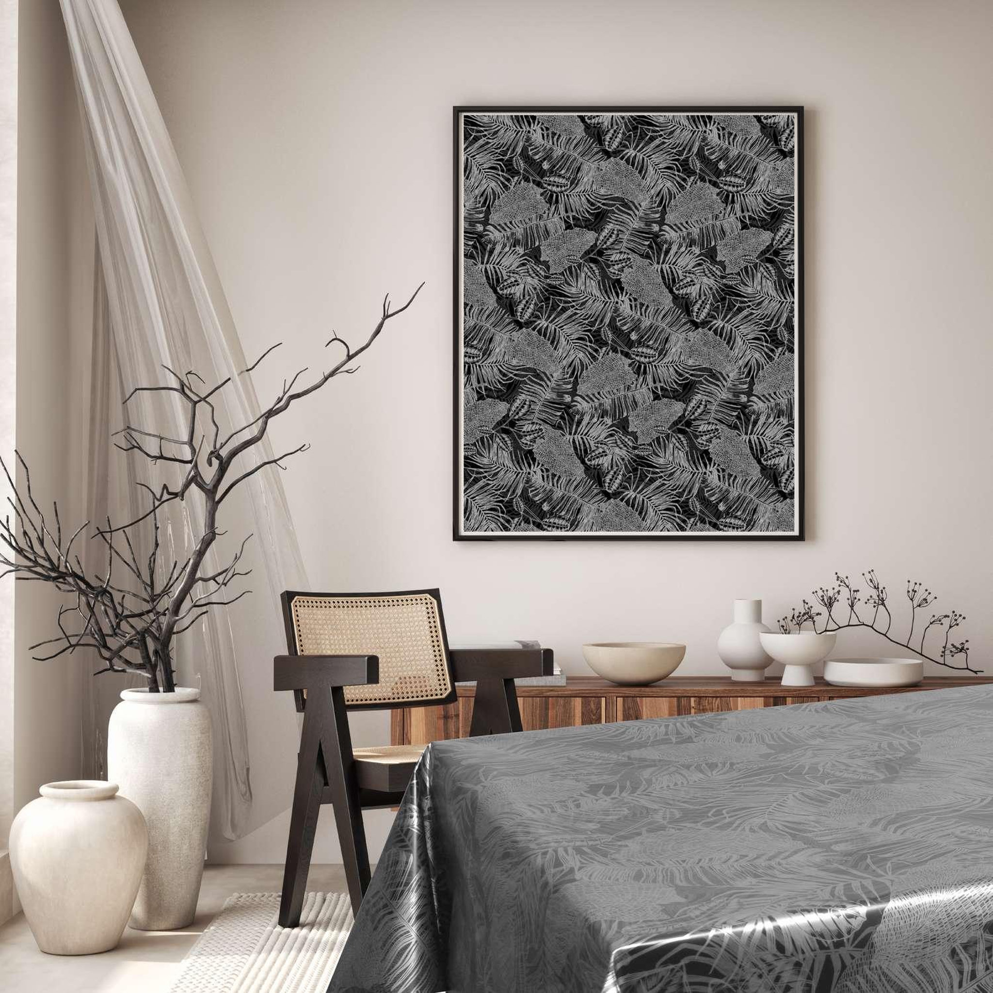 Voir la diapositive 2 : HABITABLE Nappe en toile cirée rectangulaire Vitali - 140 x 200 cm - Noir