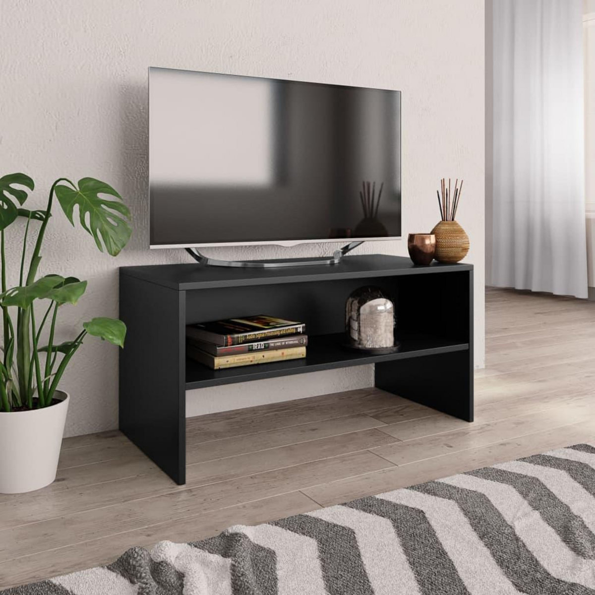 VIDAXL Meuble TV Noir 80x40x40 cm Bois d'ingenierie