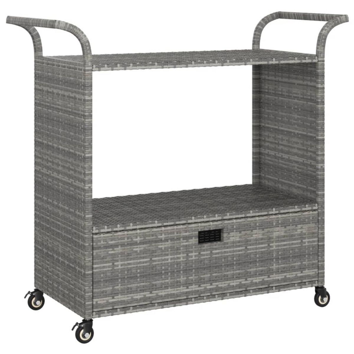 VIDAXL Chariot de bar avec tiroir Gris 100x45x97 cm Resine tressee