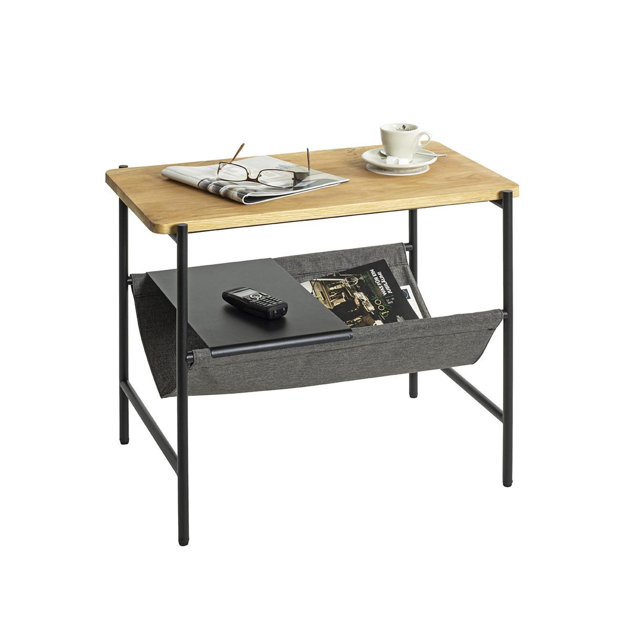 Voir la diapositive 4 : Paris Prix Table d'appoint avec rangement  sacramento  60cm chêne & gris