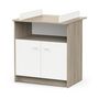 Voir la diapositive 3 : Demeyere Commode a langer 2 portes, 1 niche - HELICIA - Blanc mat & Chene kronberg - 79,6 x 70 x 94,4 cm - DEMEYERE