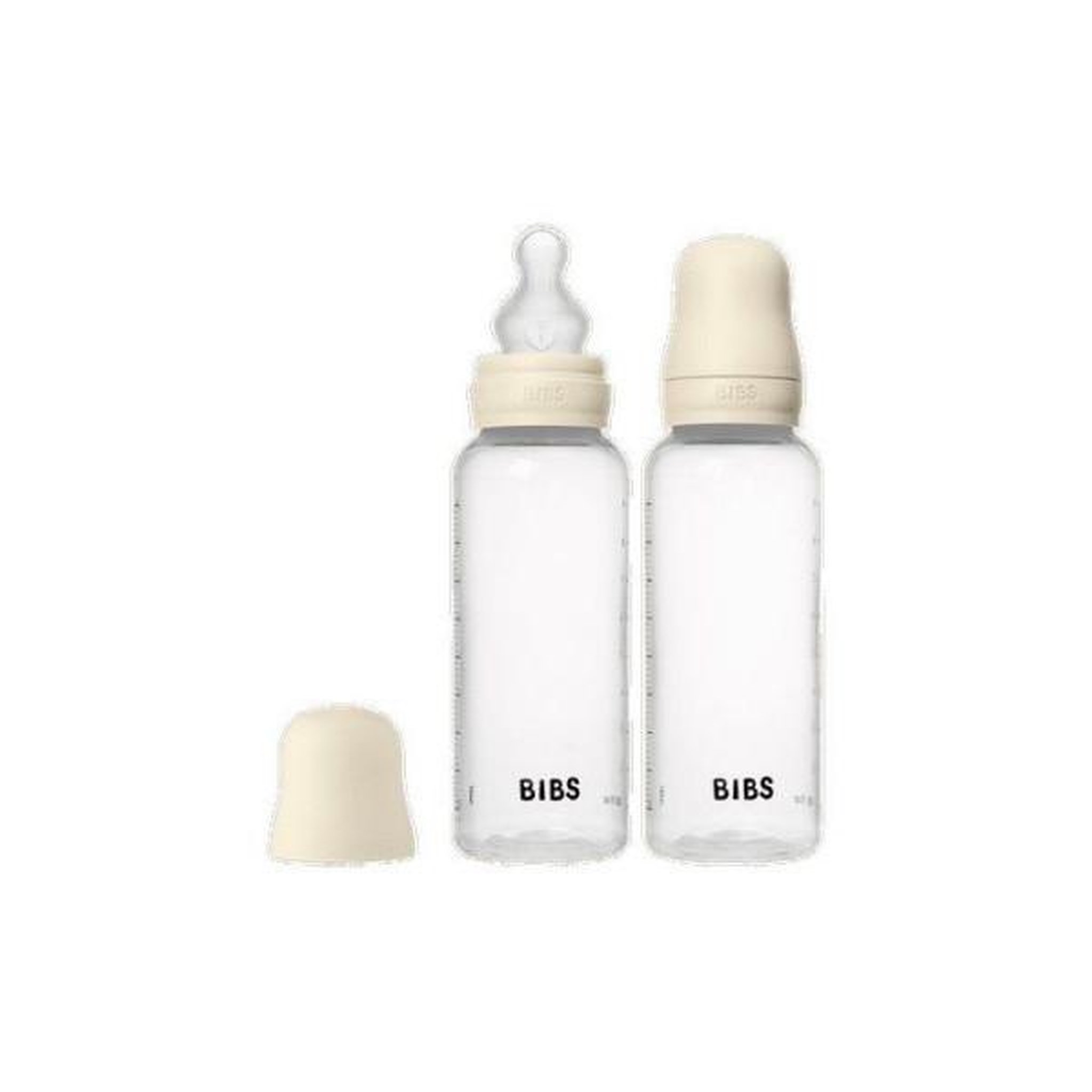 BIBS Biberon bébé - BIBS - Embout rond - Silicone - 270 ml - Débit moyen - Ivory - Pack de 2