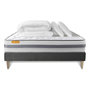 Voir la diapositive 2 : SEPTNUITS Pack matelas + sommier kit gris Memo Spring Ressorts ensachés MAXI épaisseur + Couette + 2 oreillers