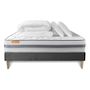 Voir la diapositive 2 : SEPTNUITS Pack matelas + sommier kit gris Memo Spring Ressorts ensachés MAXI épaisseur + Couette + 2 oreillers