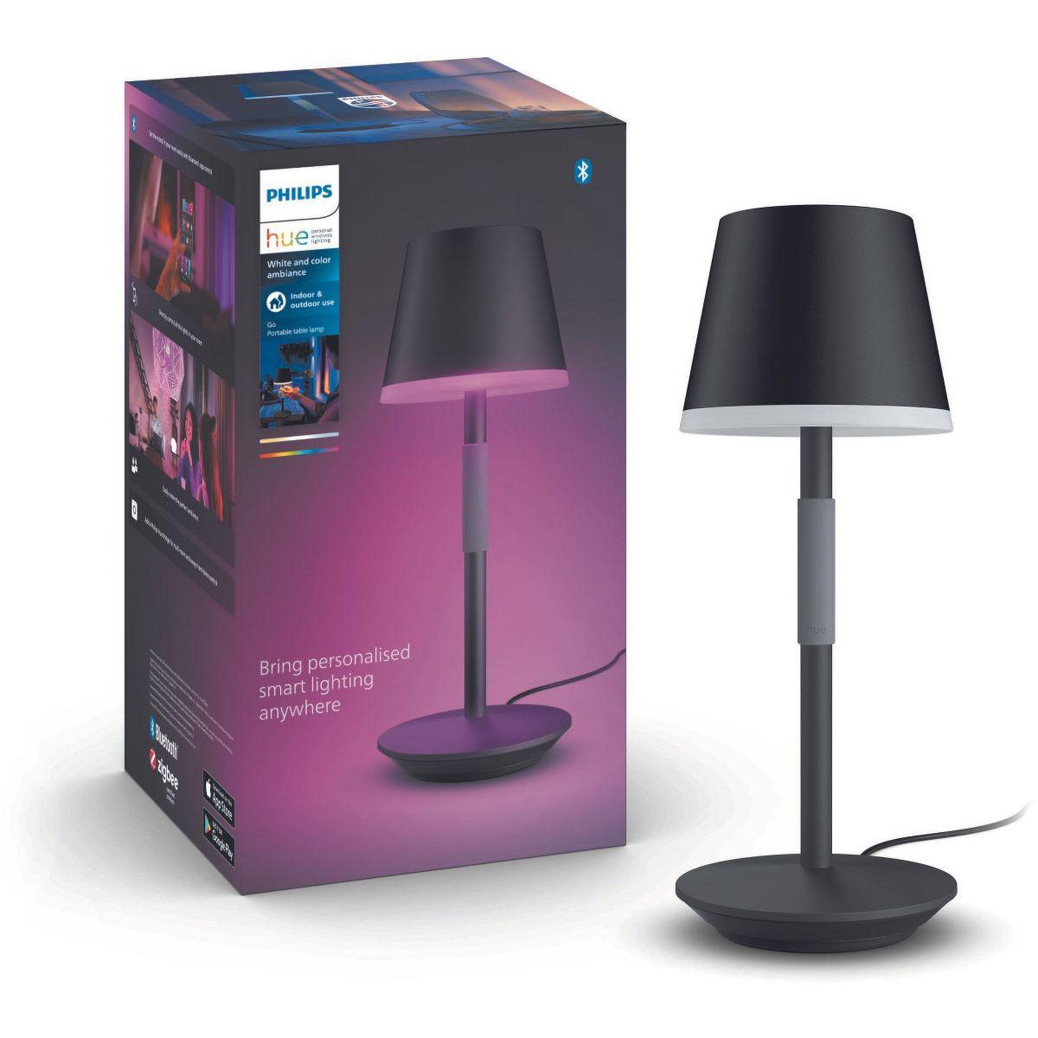 PHILIPS HUE Lampe connectée GO Noir White&Color Ambiance