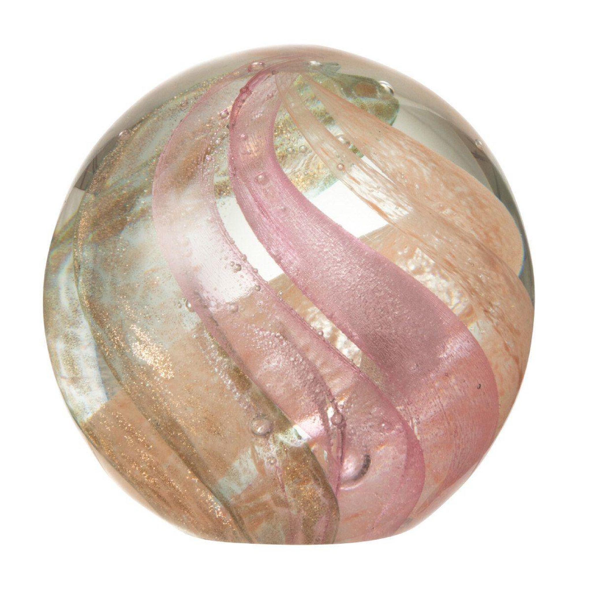 J-LINE Presse-papier en verre  ouragan  10cm rose & or