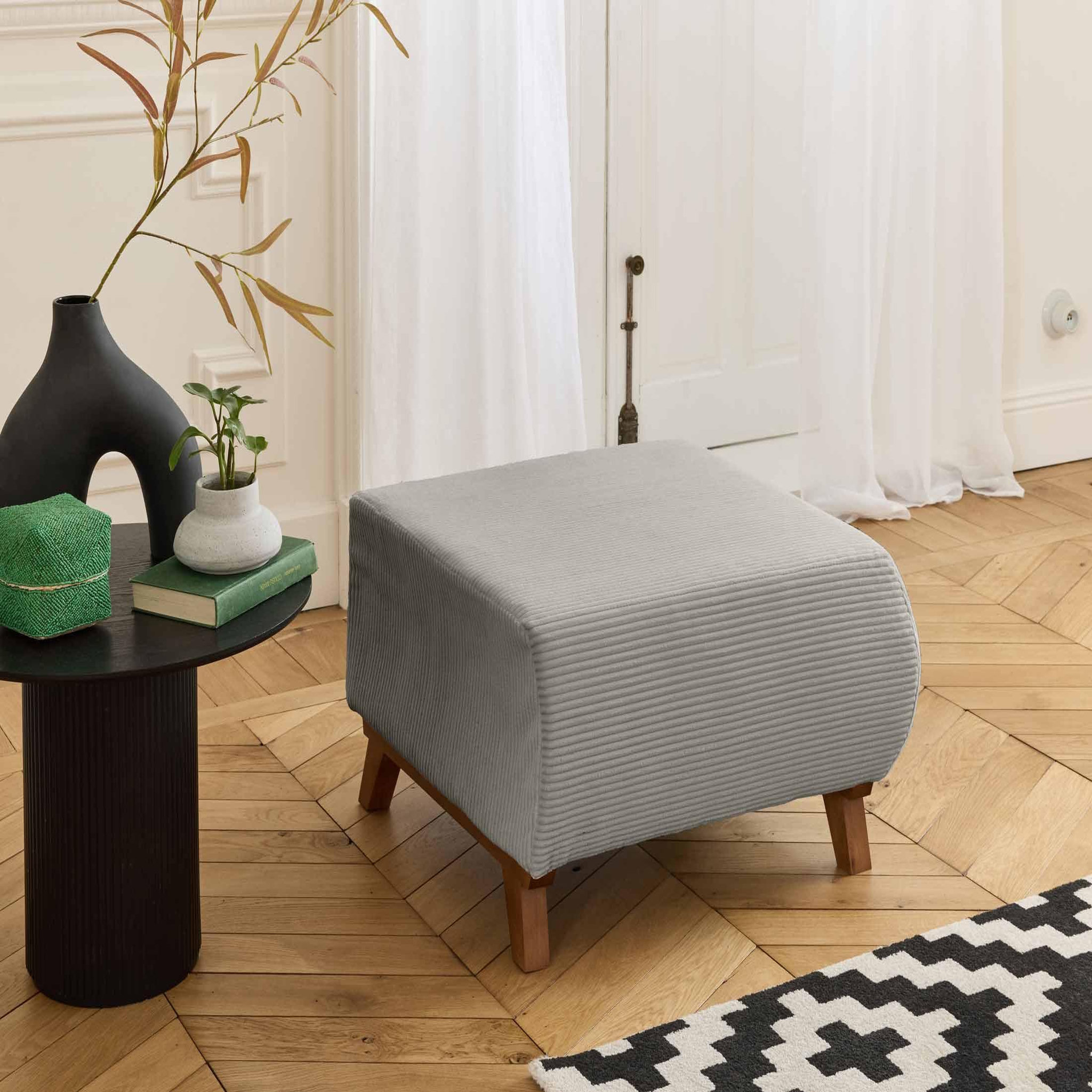 Voir la diapositive 5 : BEST MOBILIER Cristal - pouf modulable - 65 cm - en velours côtelé