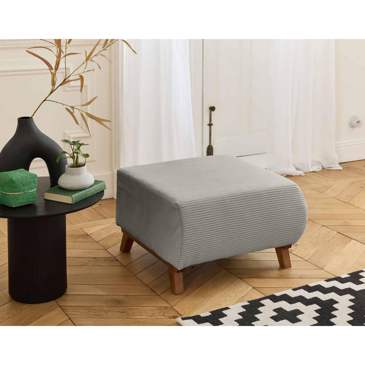 BEST MOBILIER Cristal - pouf modulable - 65 cm - en velours côtelé