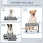 Voir la diapositive 5 : PAWHUT Gamelle double chien porte-gamelles surélevé pliable hauteur réglable 8/19/28 cm 2 gamelles acier inox. incluses gris